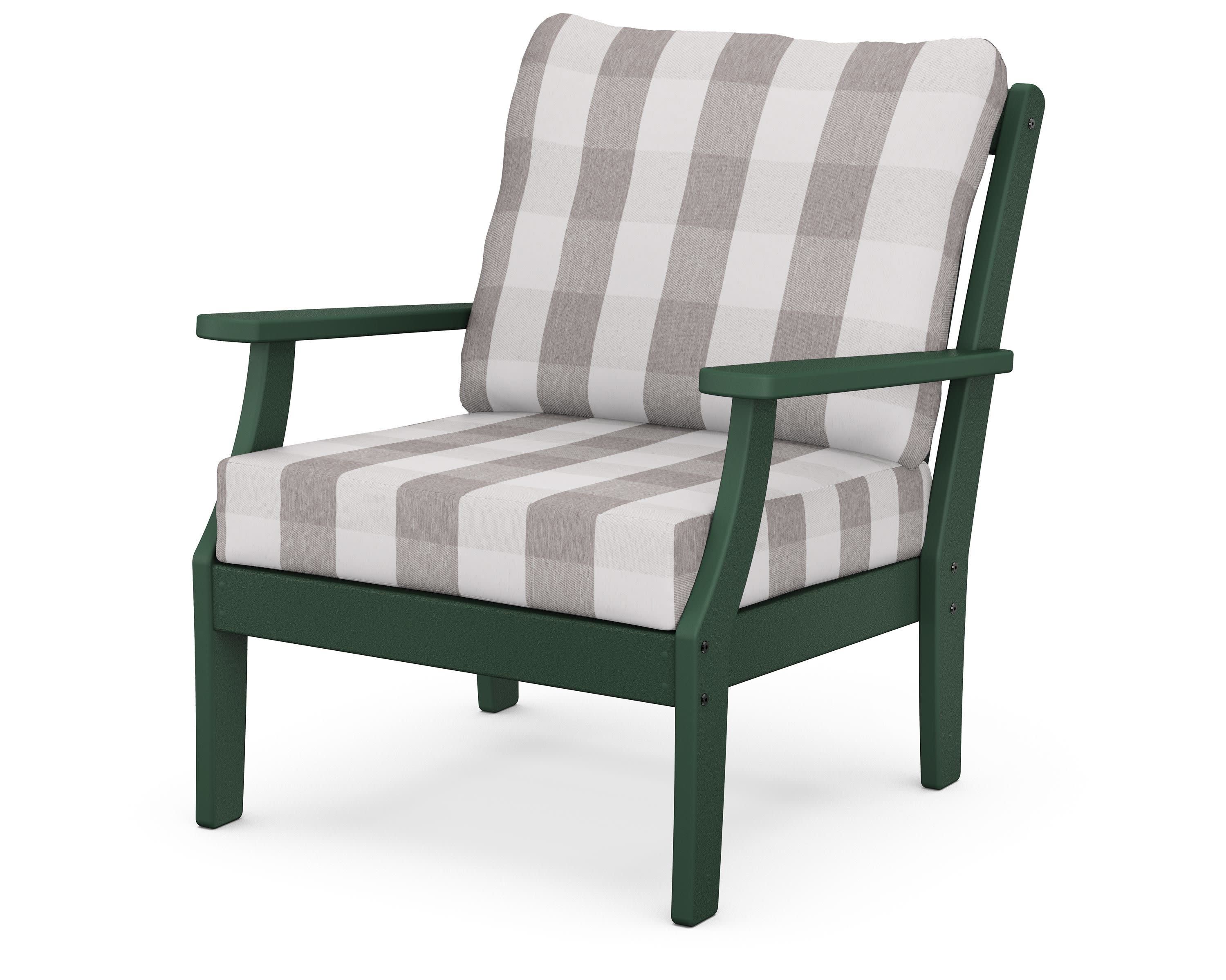 Braxton Deep Seating Chair in Green / Buffalo Plaid Grey Mist