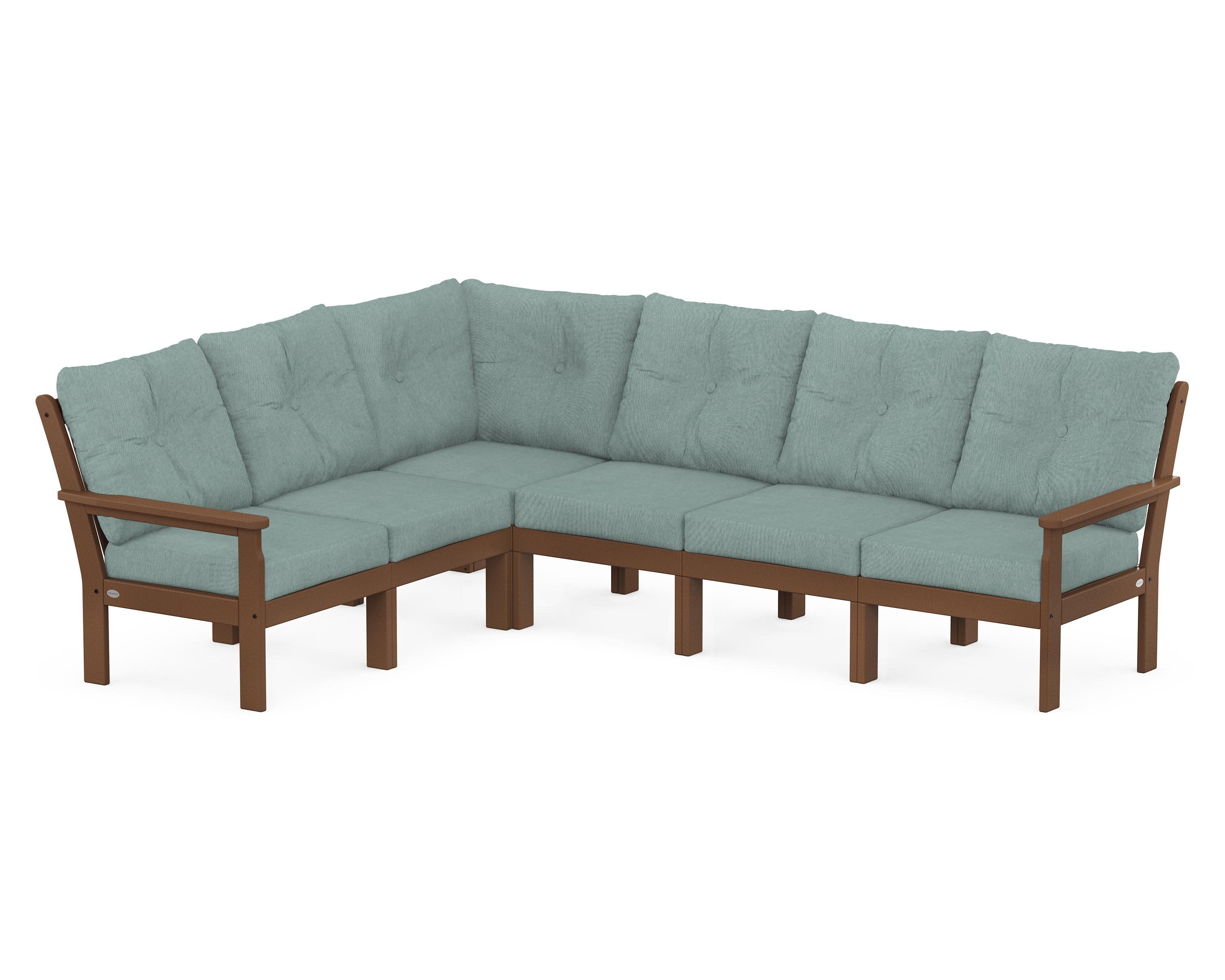 Vineyard 6-Piece Sectional in Teak / Glacier Spa