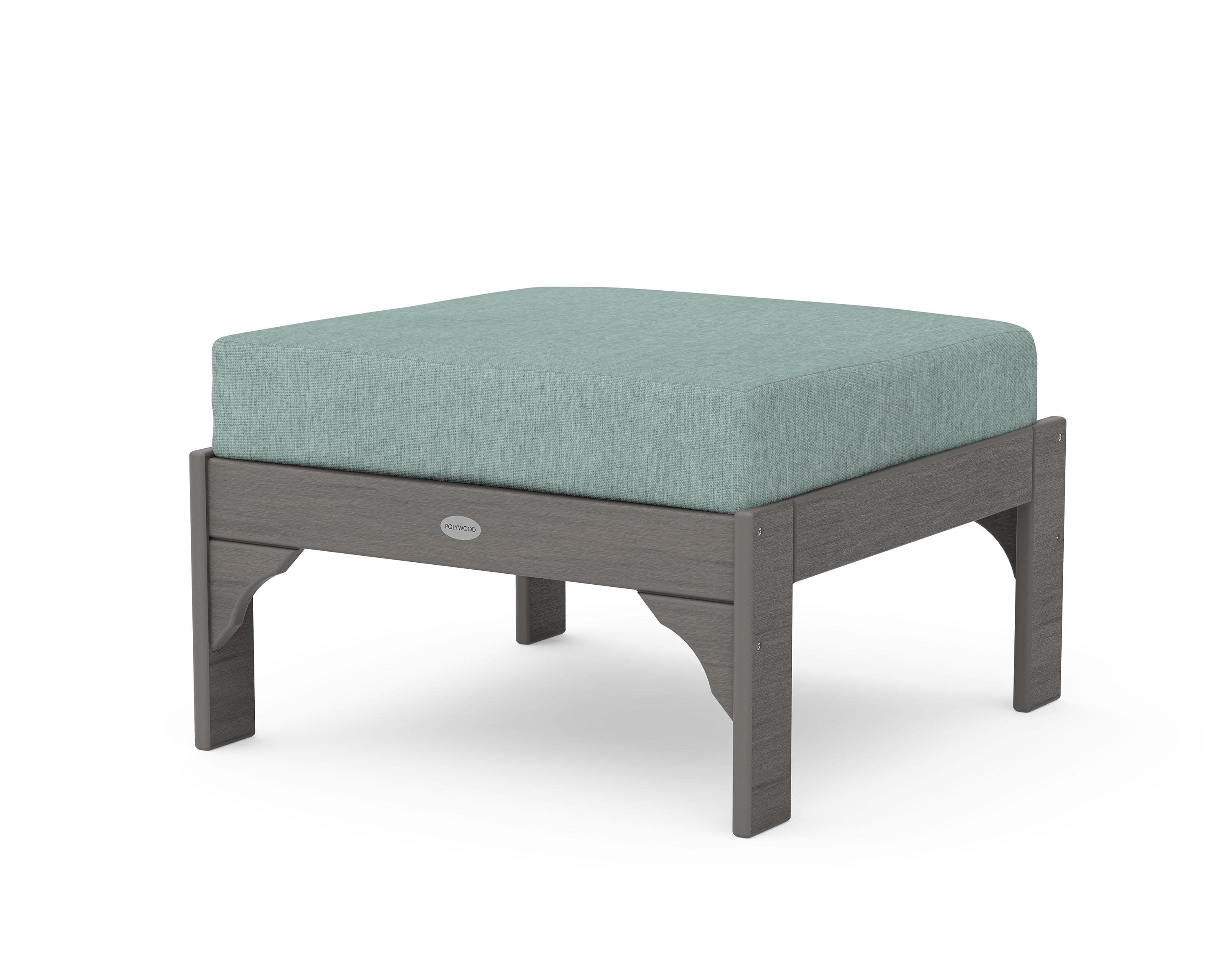 Vineyard Deep Seating Ottoman in Driftwood / Glacier Spa