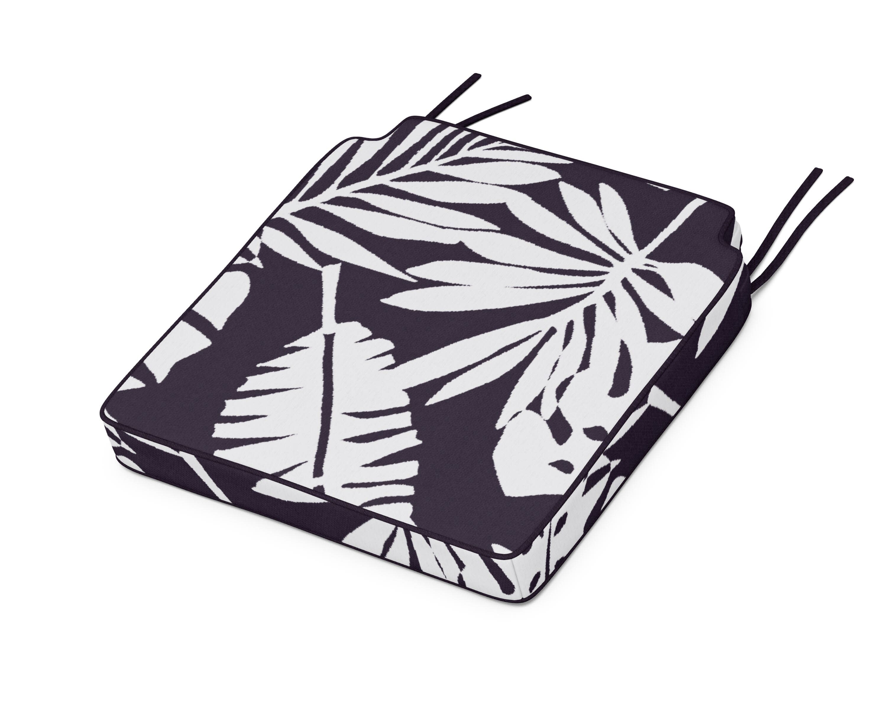 Acadia Dining Side Seat Cushion in Leaf Navy