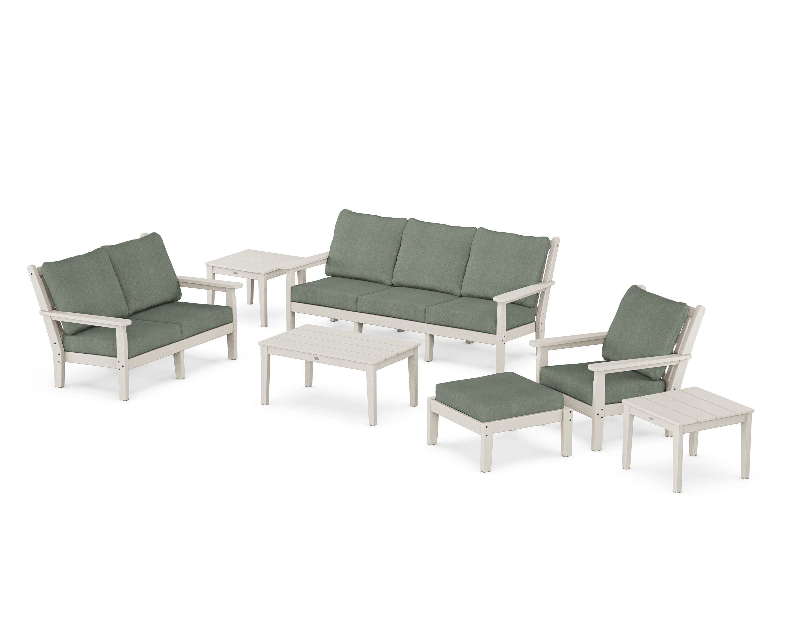 Chippendale 7-Piece Deep Seating Set in Sand / Cast Sage