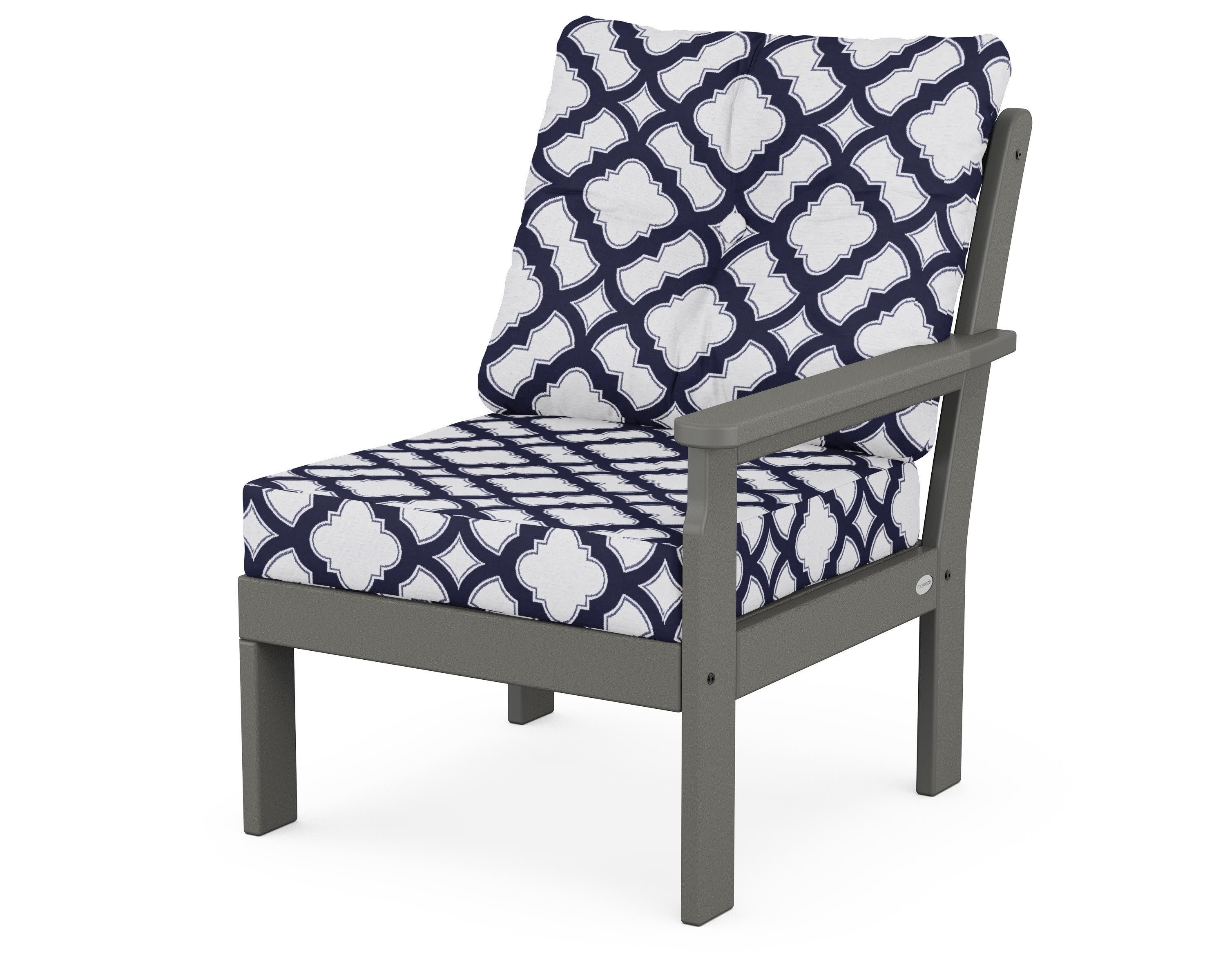 Vineyard Modular Right Arm Chair in Slate Grey / Trellis Navy