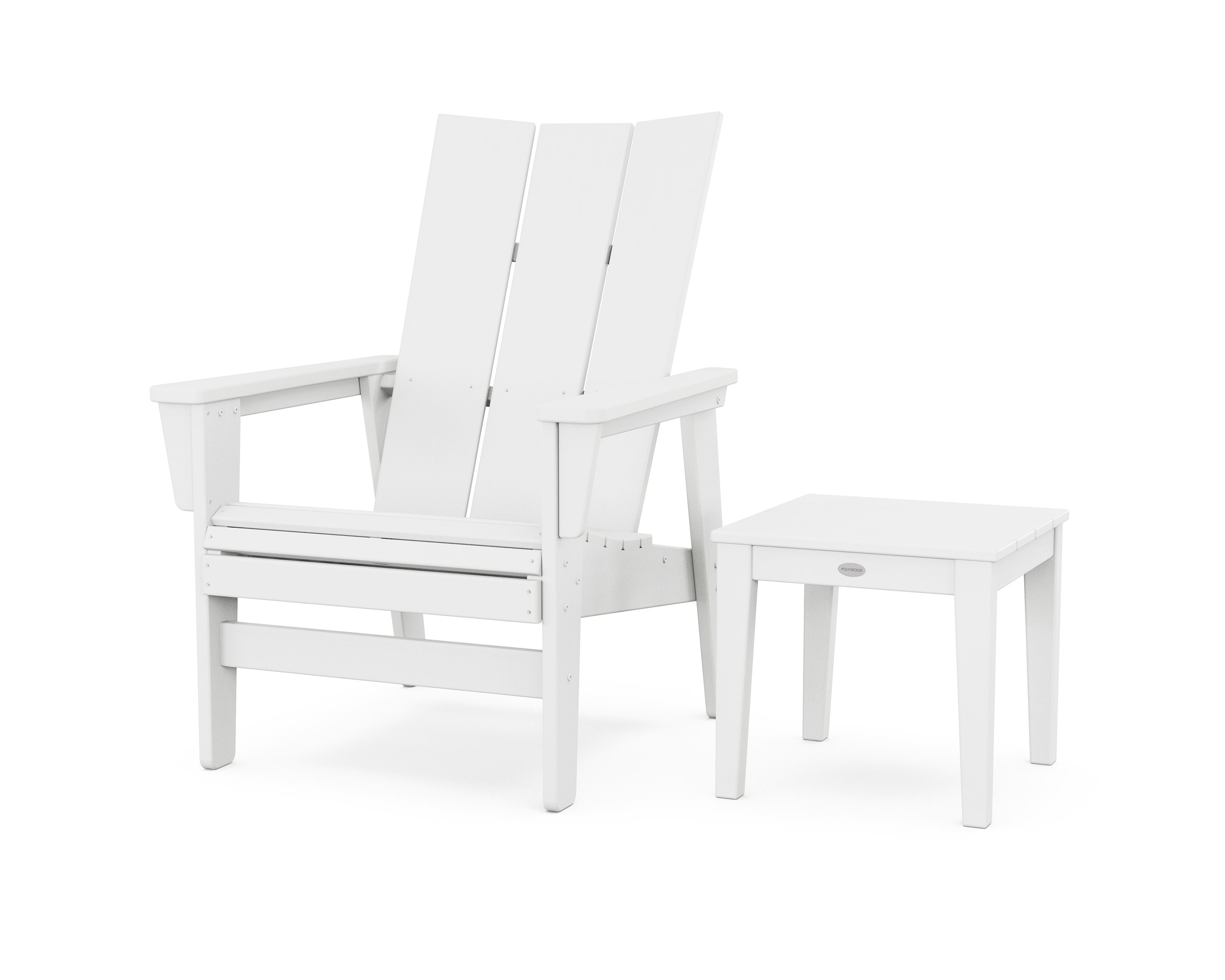 Modern Grand Upright Adirondack Chair with Side Table in White
