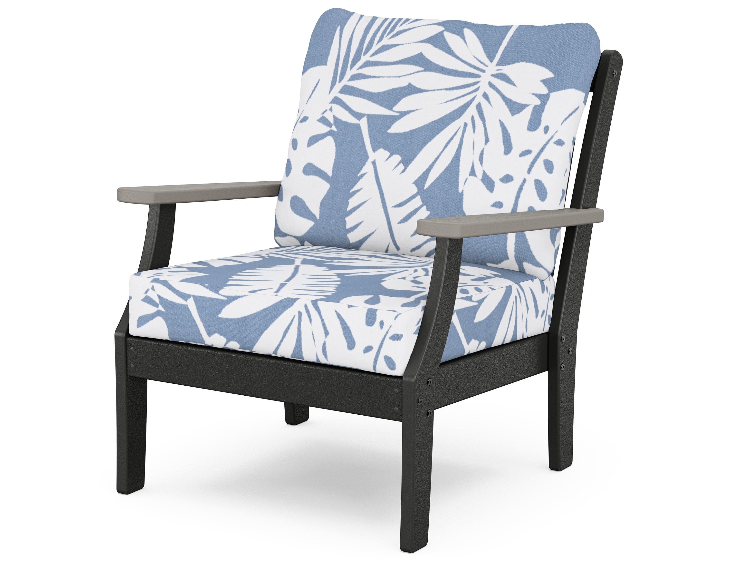 Braxton Deep Seating Chair in Black / Driftwood / Leaf Sky Blue