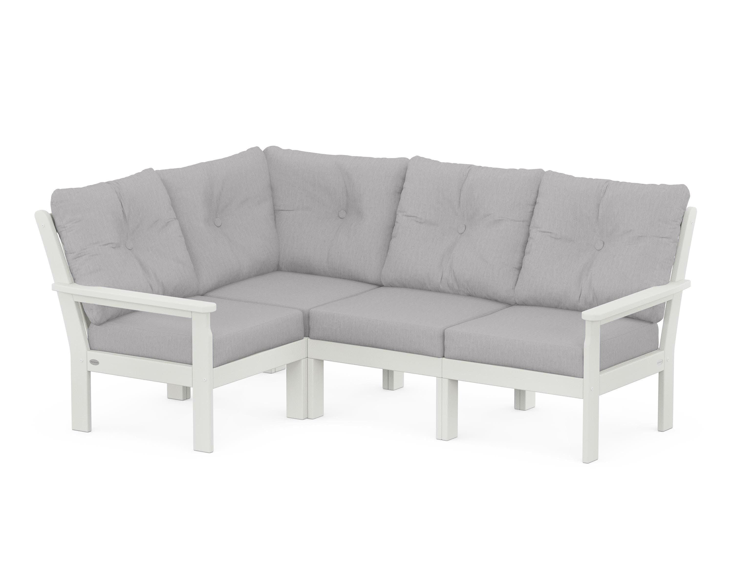 Vineyard 4-Piece Sectional in Vintage White / Granite