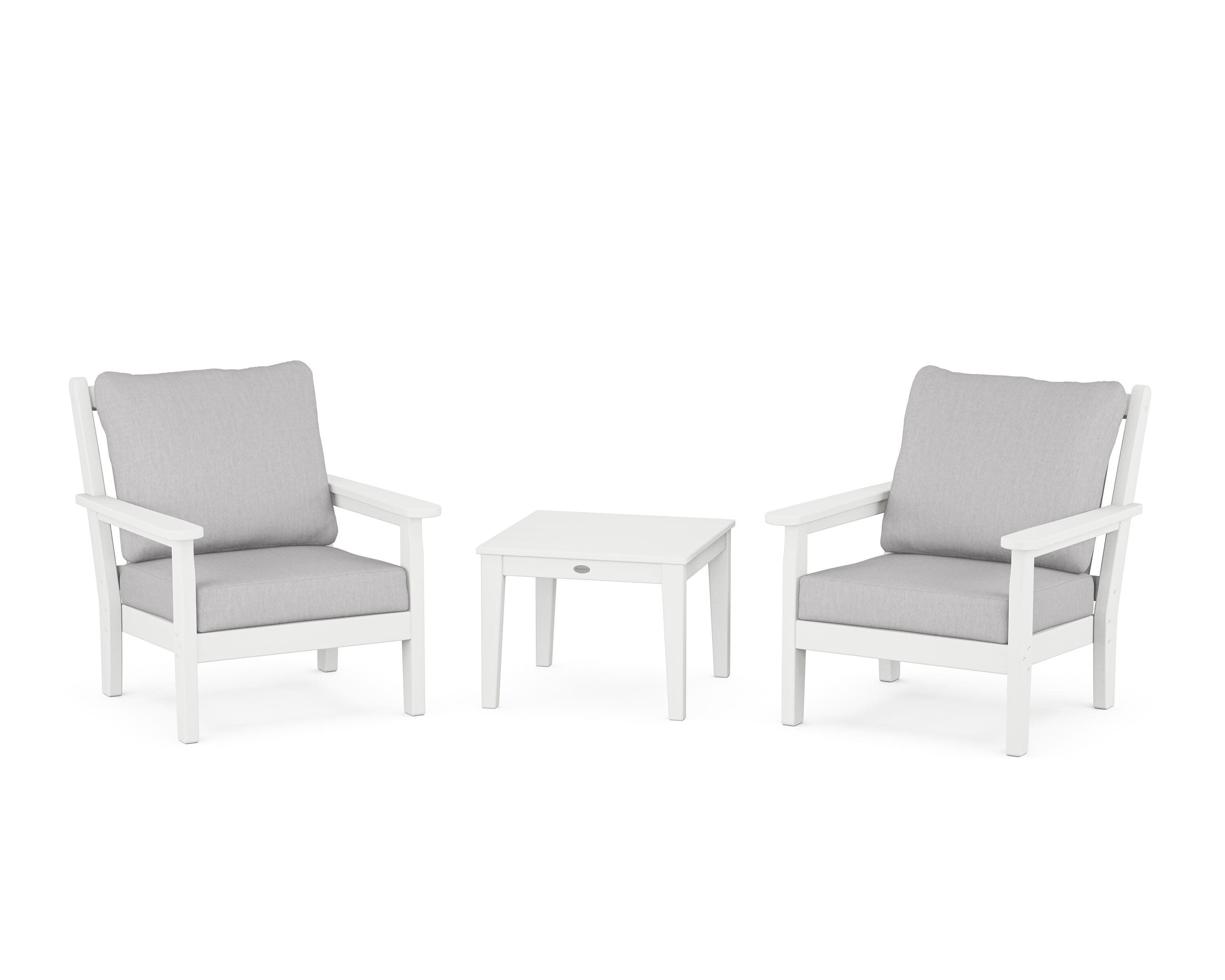 Chippendale 3-Piece Deep Seating Set in White / Granite