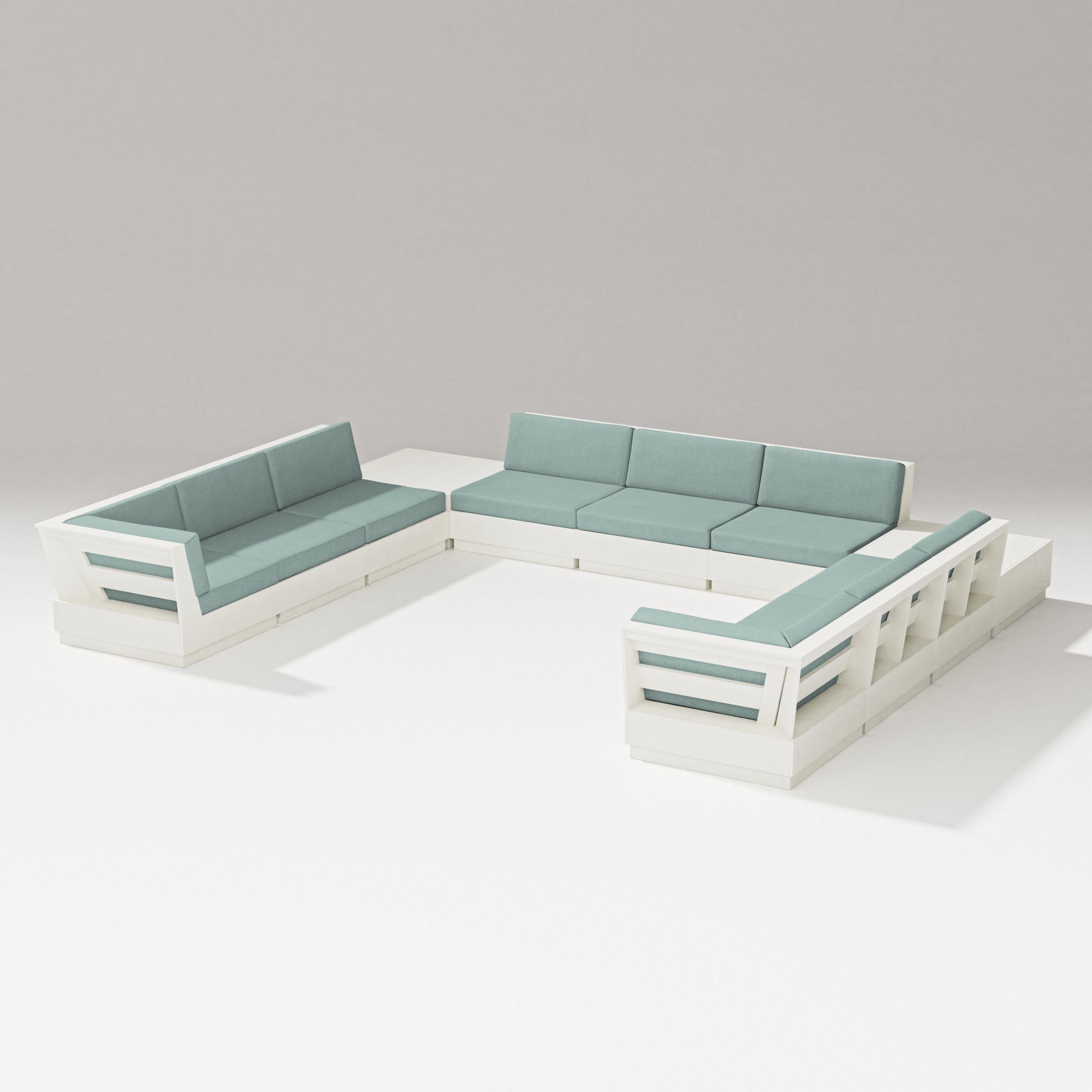 Elevate 11-Piece U-Shaped Sofa Sectional in Vintage White / Glacier Spa