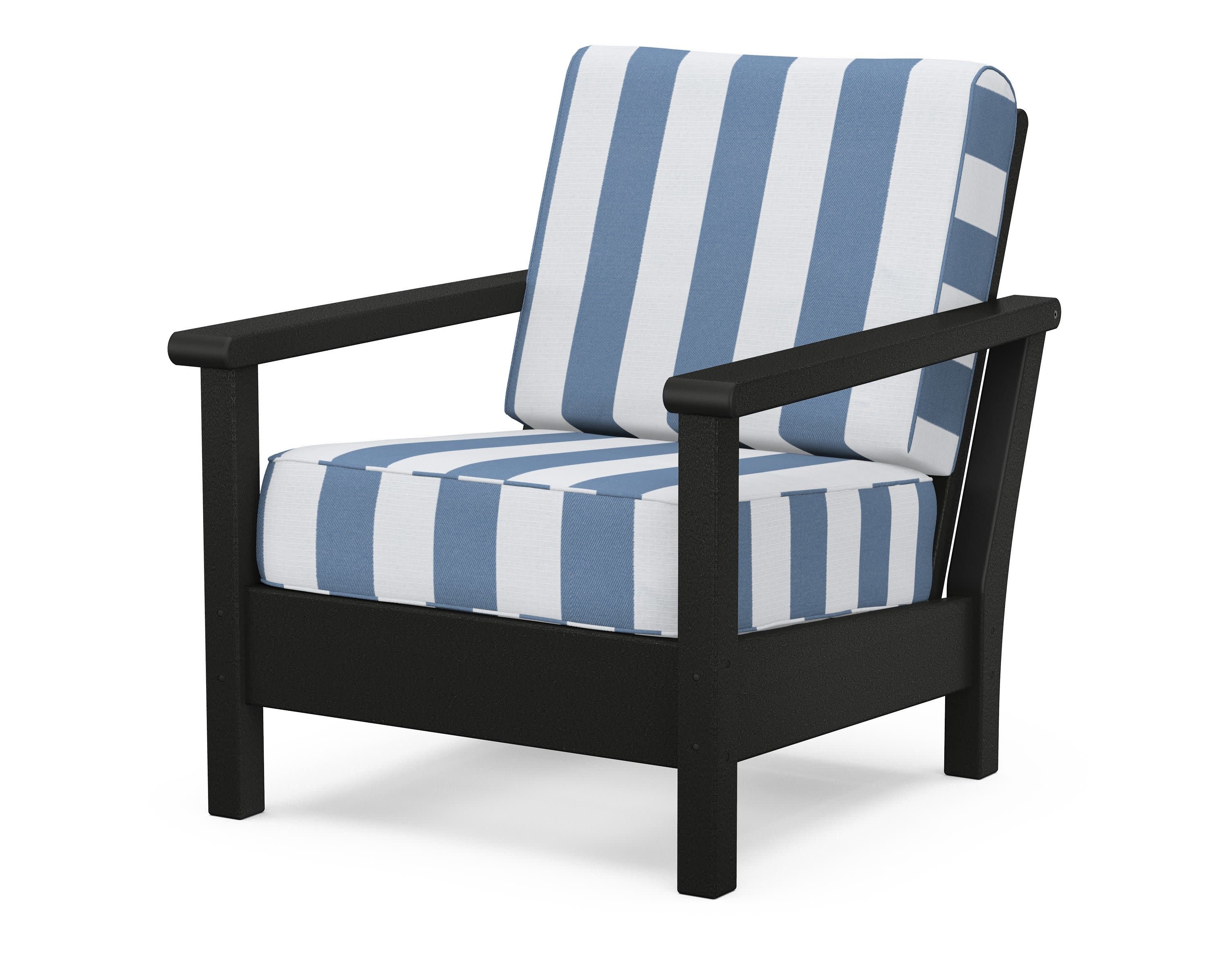 Harbour Deep Seating Chair in Black / Cabana Stripe Sky Blue