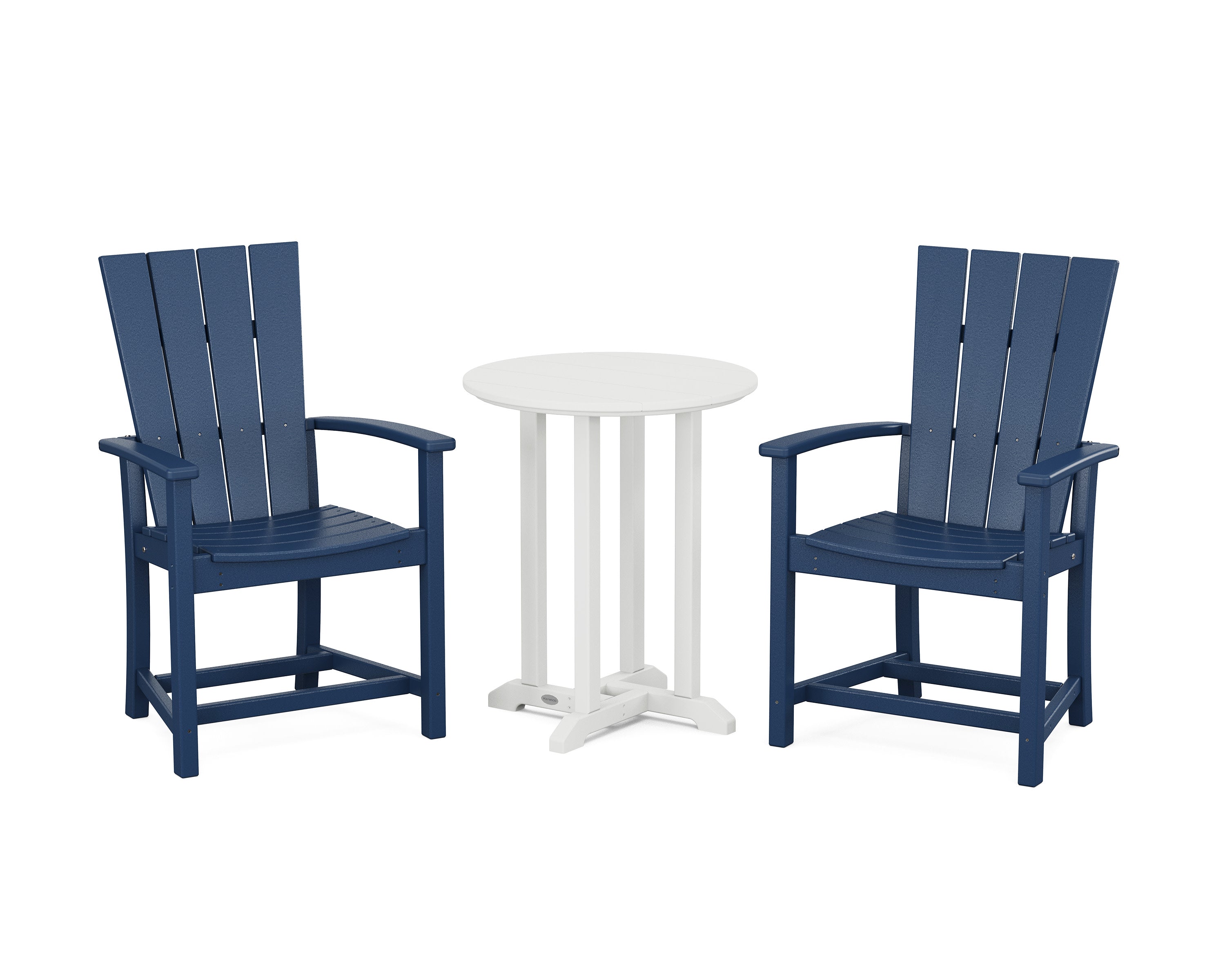 Quattro 3-Piece Round Farmhouse Bistro Dining Set in Navy / White