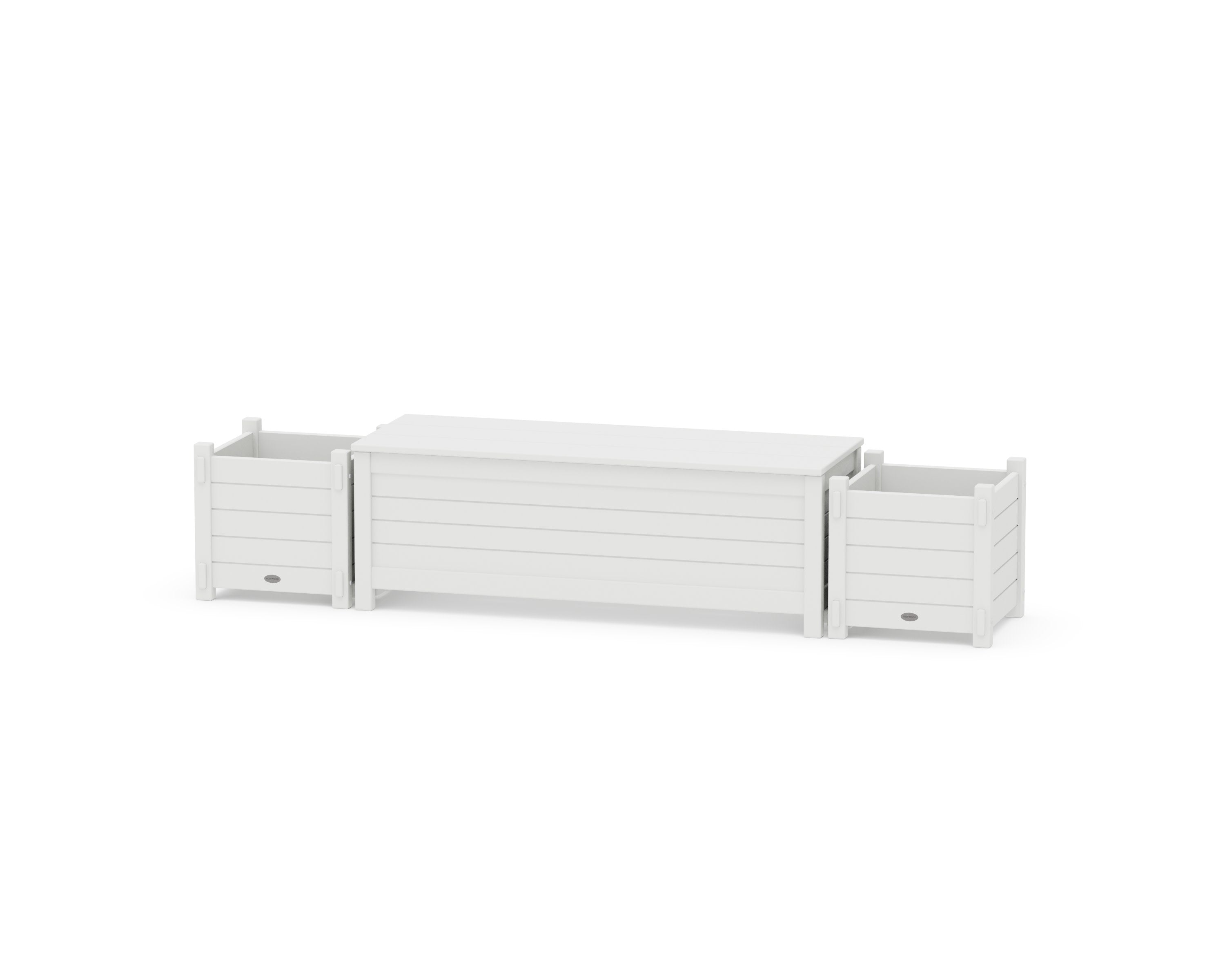 48" Nautical Straight Planter Storage Bench Set in White