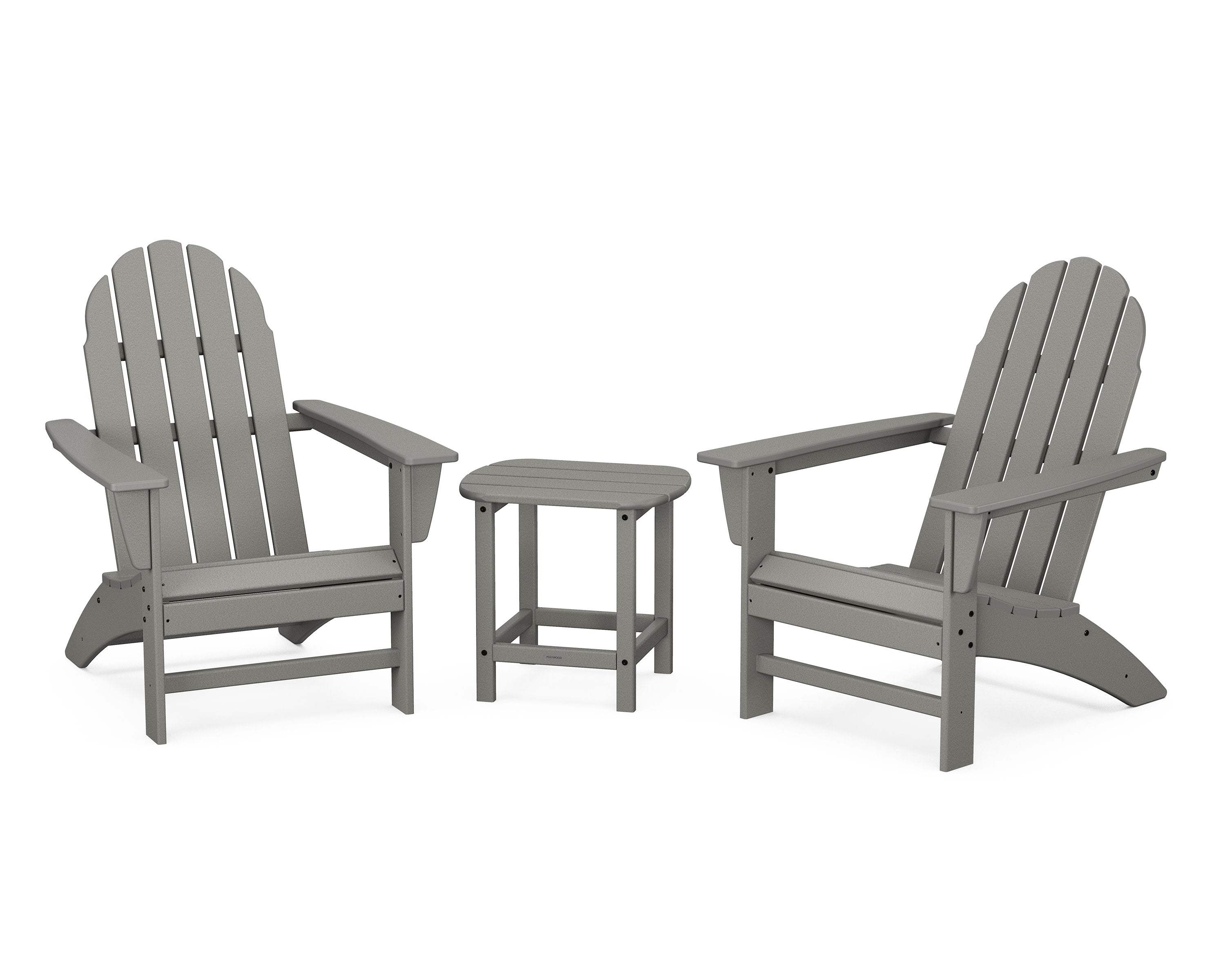 Vineyard 3-Piece Adirondack Set with South Beach 18" Side Table in Slate Grey