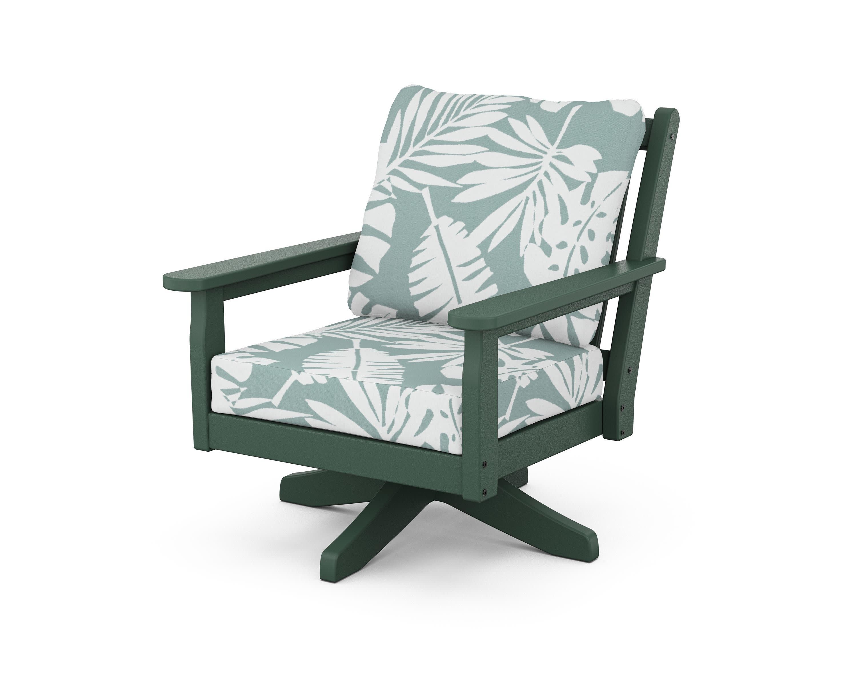 Chippendale Deep Seating Swivel Chair in Green / Leaf Glacier Spa