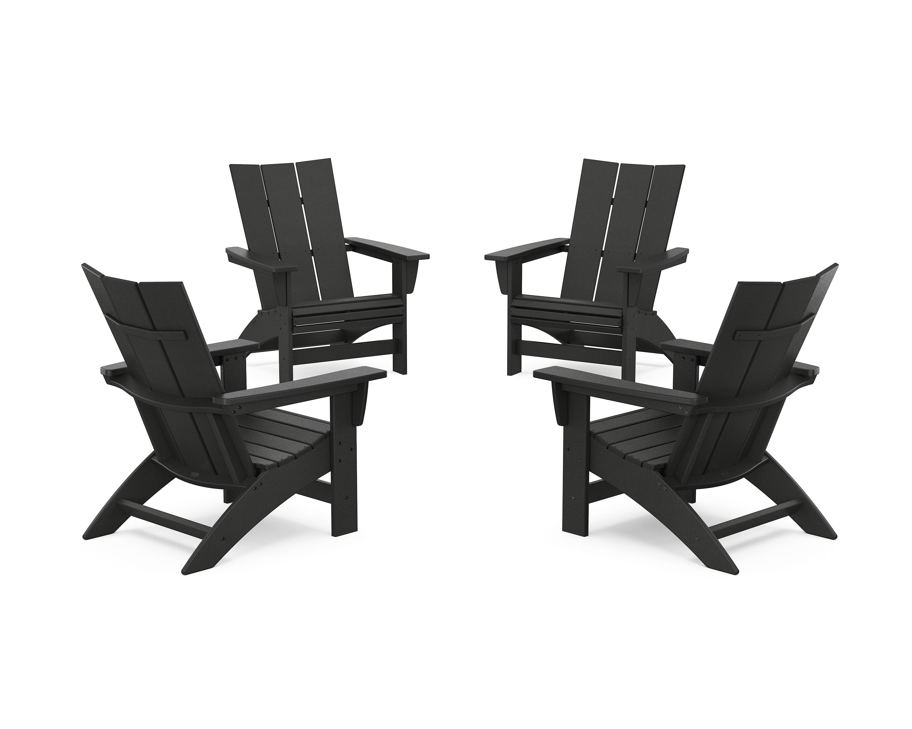 4-Piece Modern Grand Adirondack Chair Conversation Set in Black