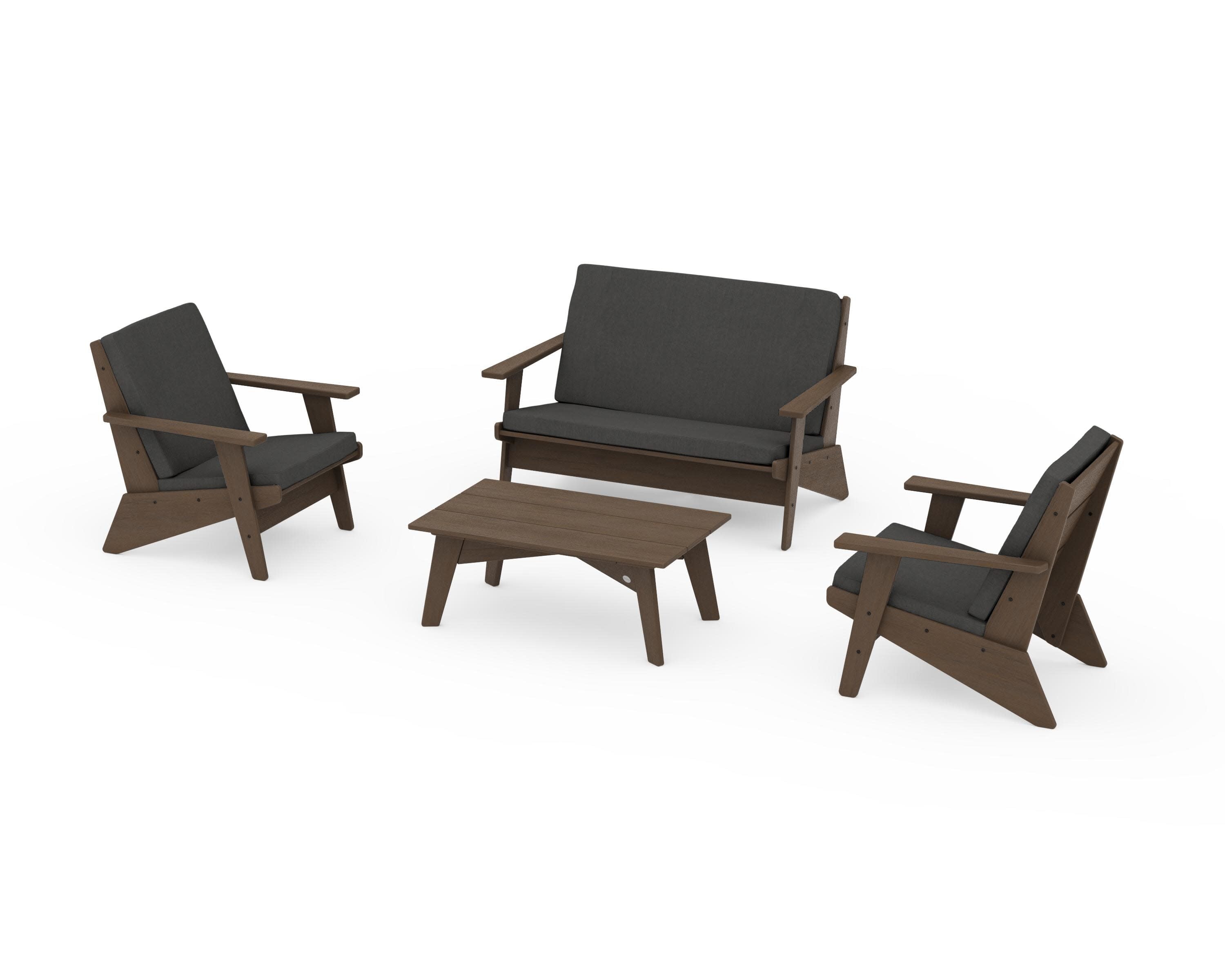 Riviera Modern Lounge 4-Piece Set in Kona / Spectrum Carbon