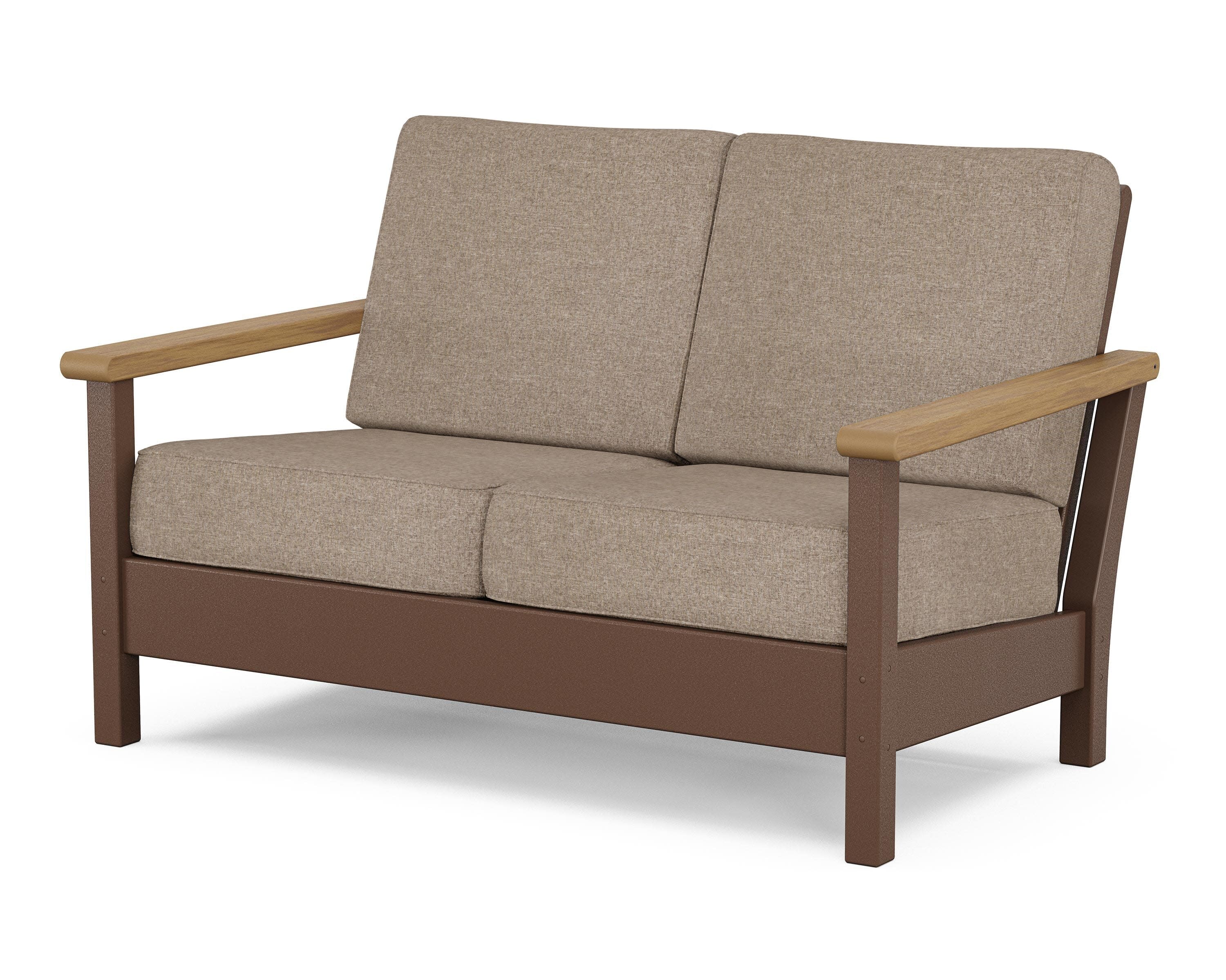Harbour Deep Seating Loveseat in Mahogany / Natural / Spiced Burlap