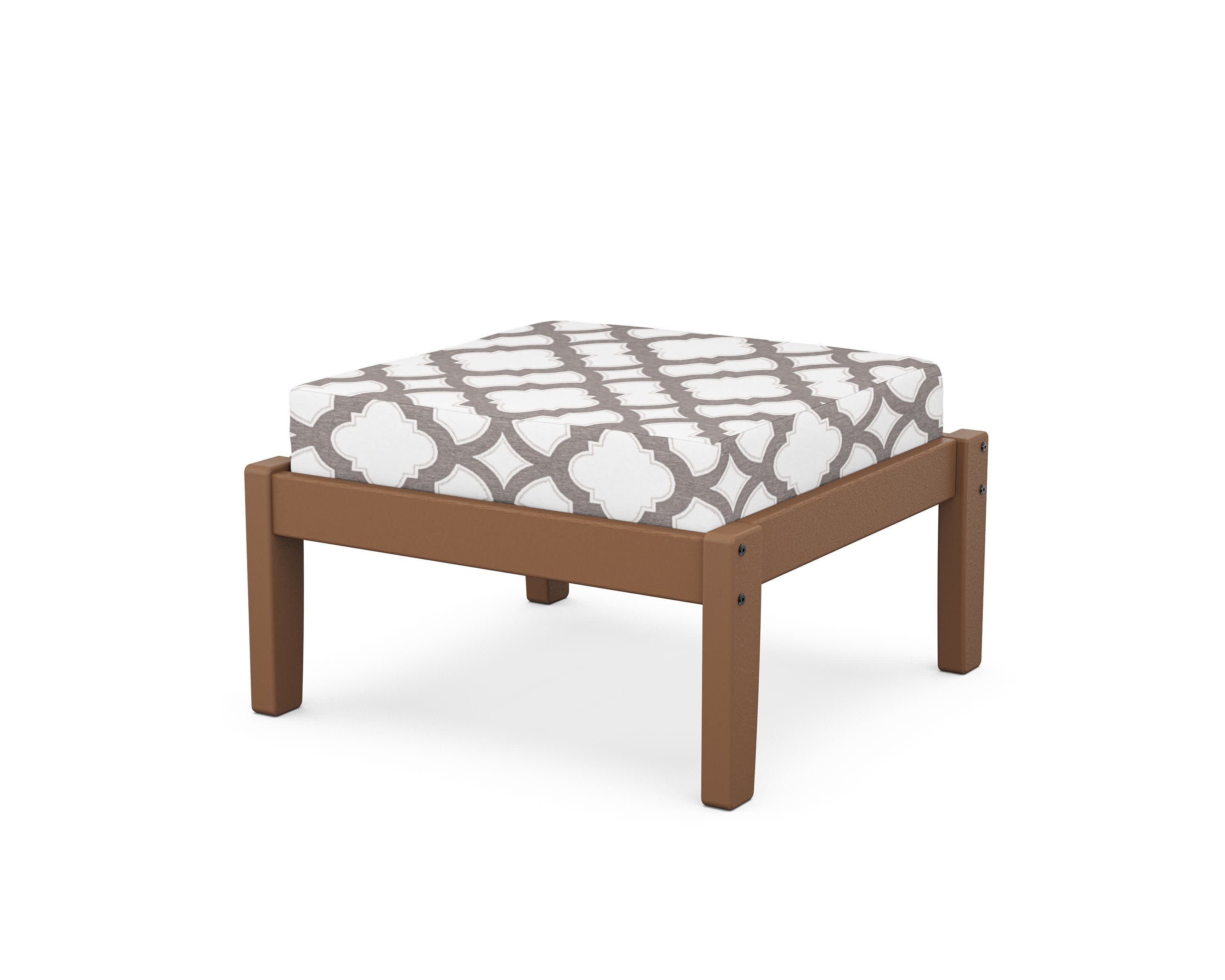 Deep Seating Ottoman in Teak / Trellis Grey Mist