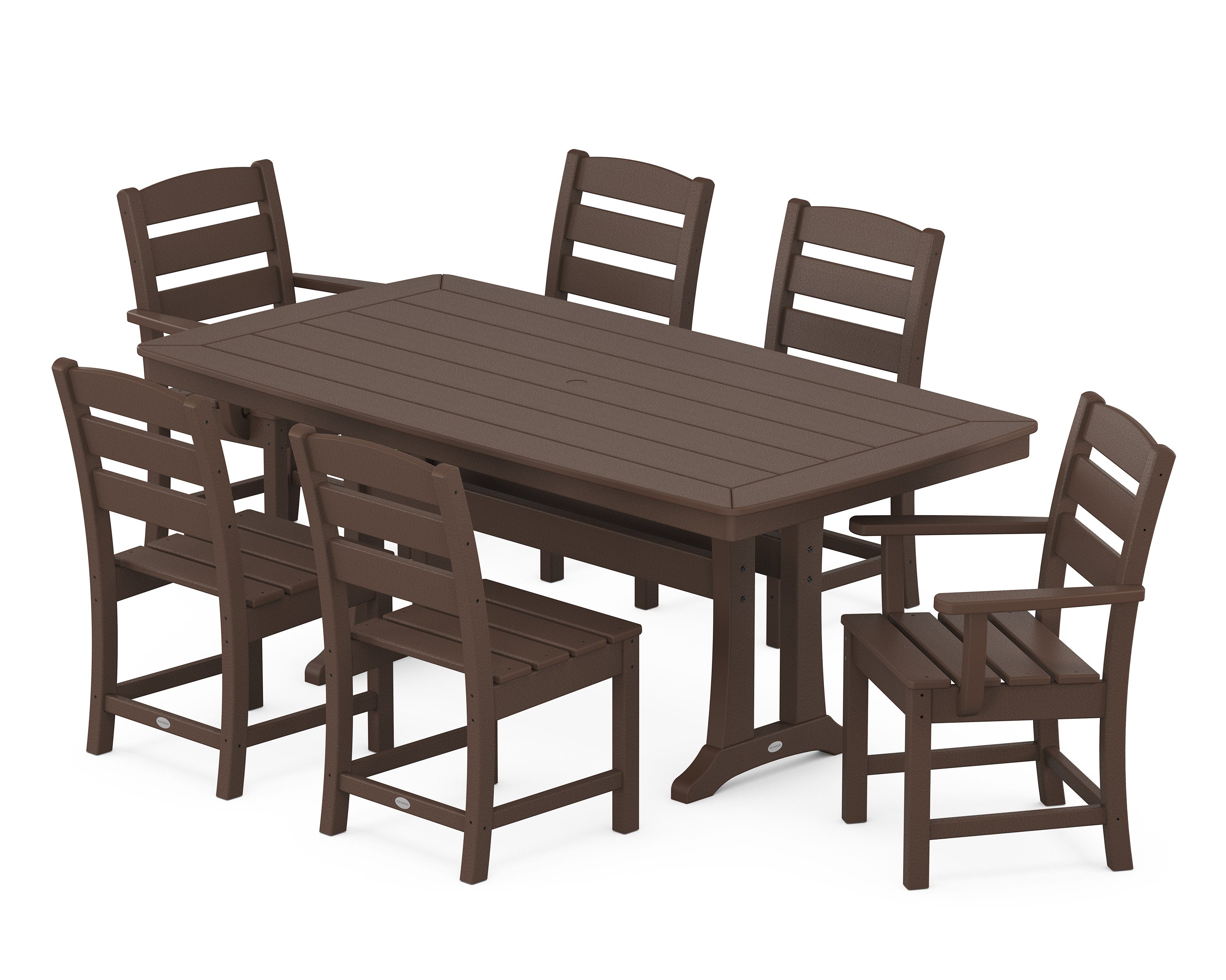 Lakeside 7-Piece Dining Set with Trestle Legs in Mahogany