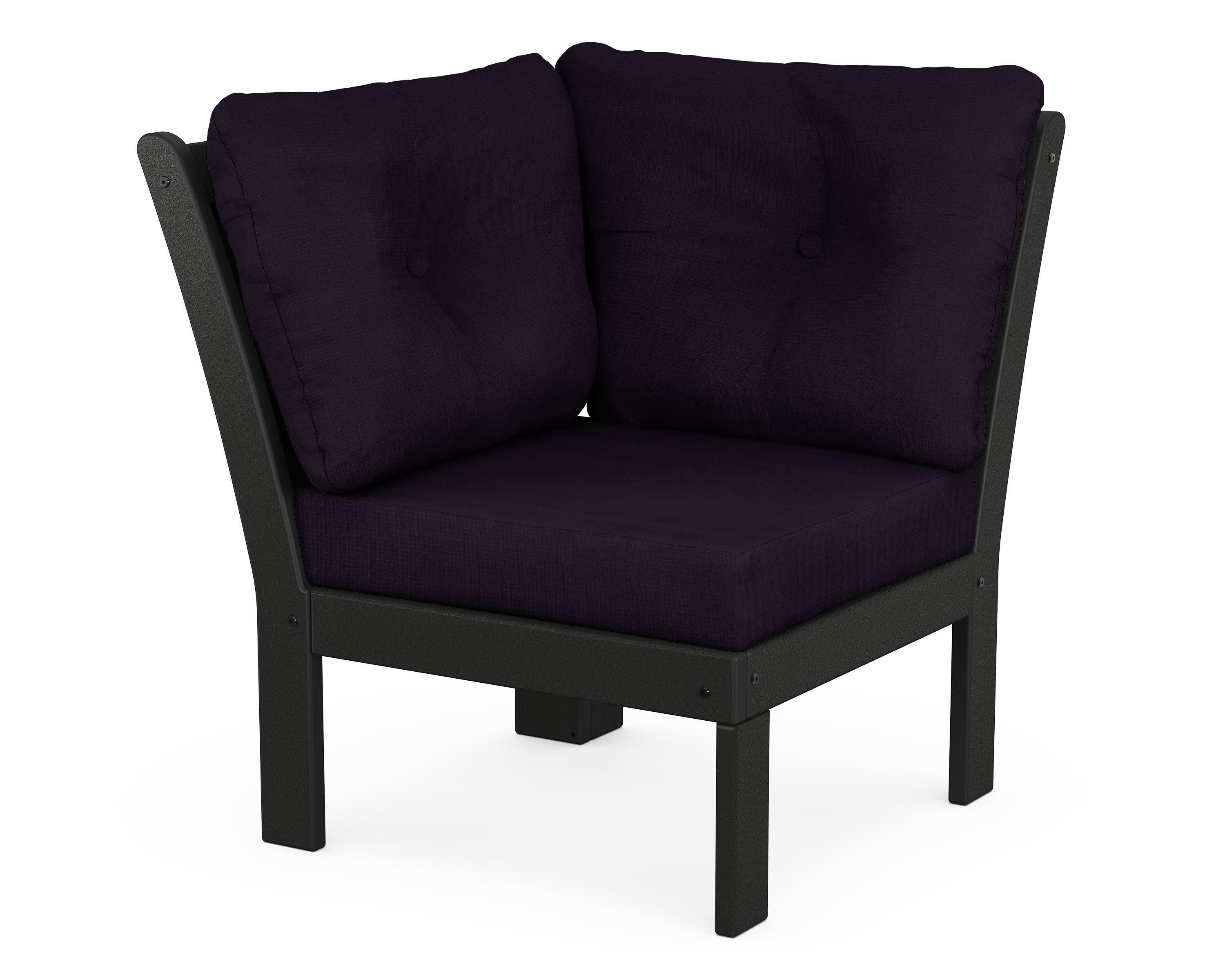 Vineyard Modular Corner Chair in Black / Navy Linen