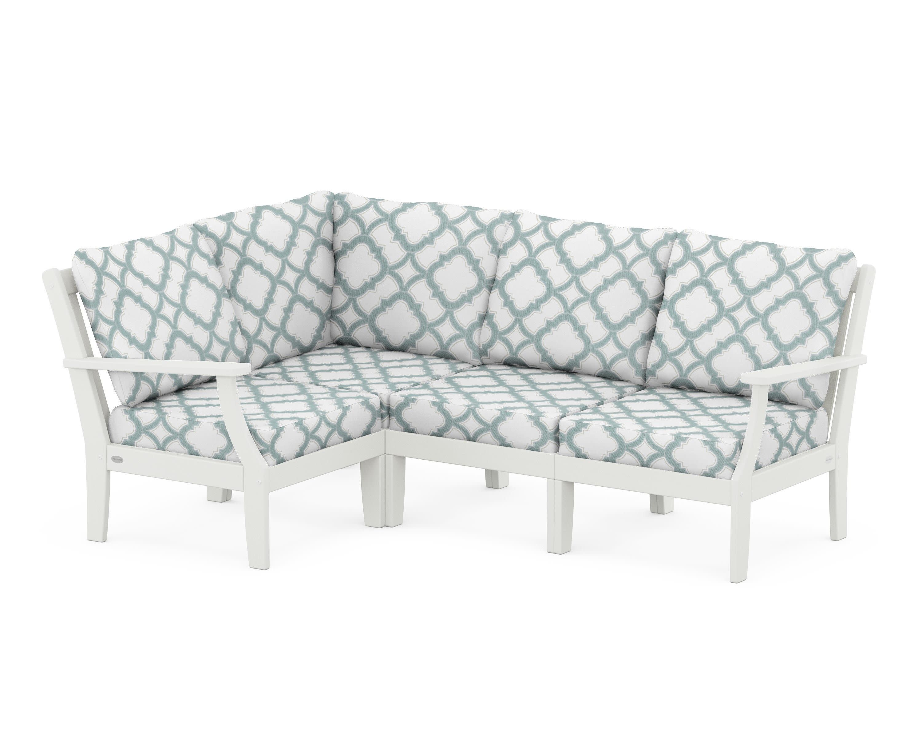 Braxton Modular 4-Piece Deep Seating Set in Vintage White / Trellis Glacier Spa