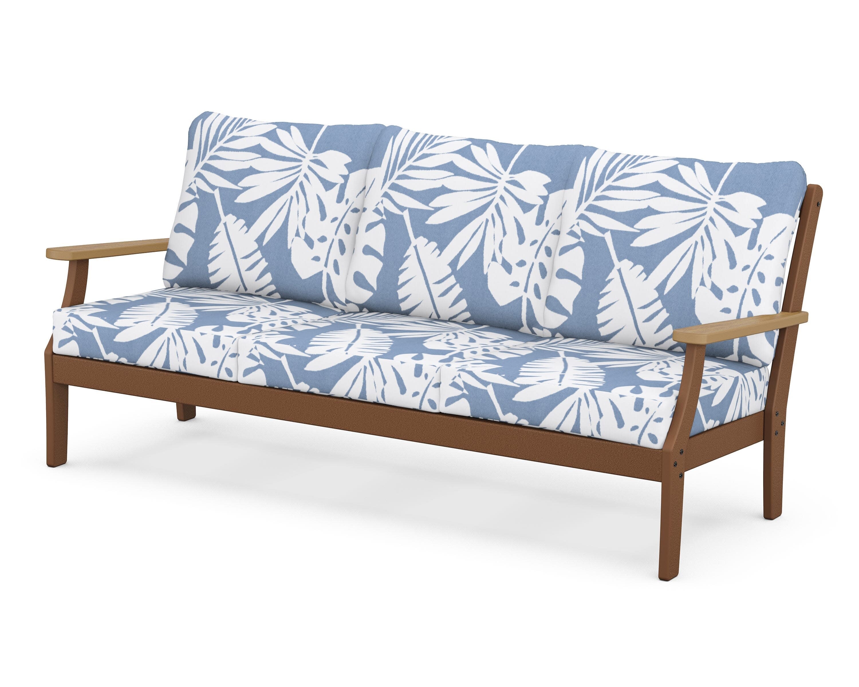 Braxton Deep Seating Sofa in Teak / Natural / Leaf Sky Blue