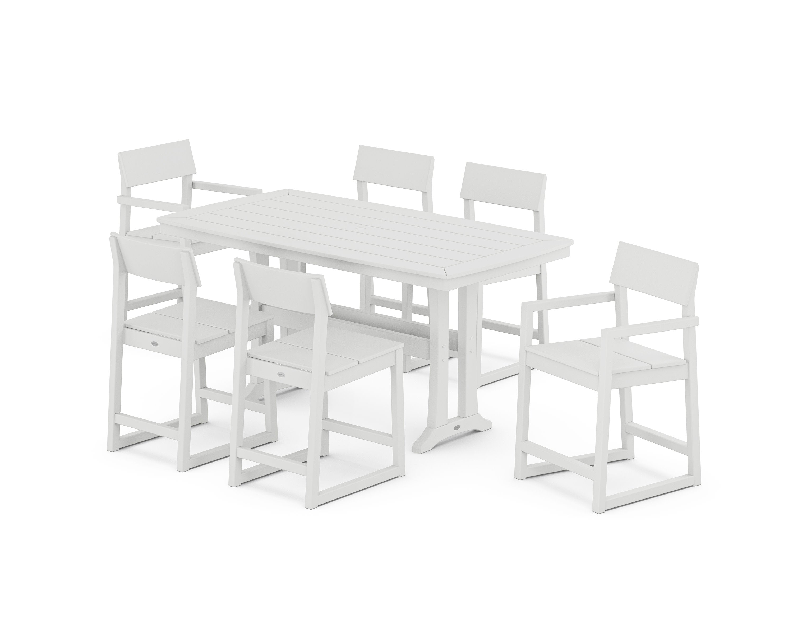 EDGE 7-Piece Counter Set with Trestle Legs in White