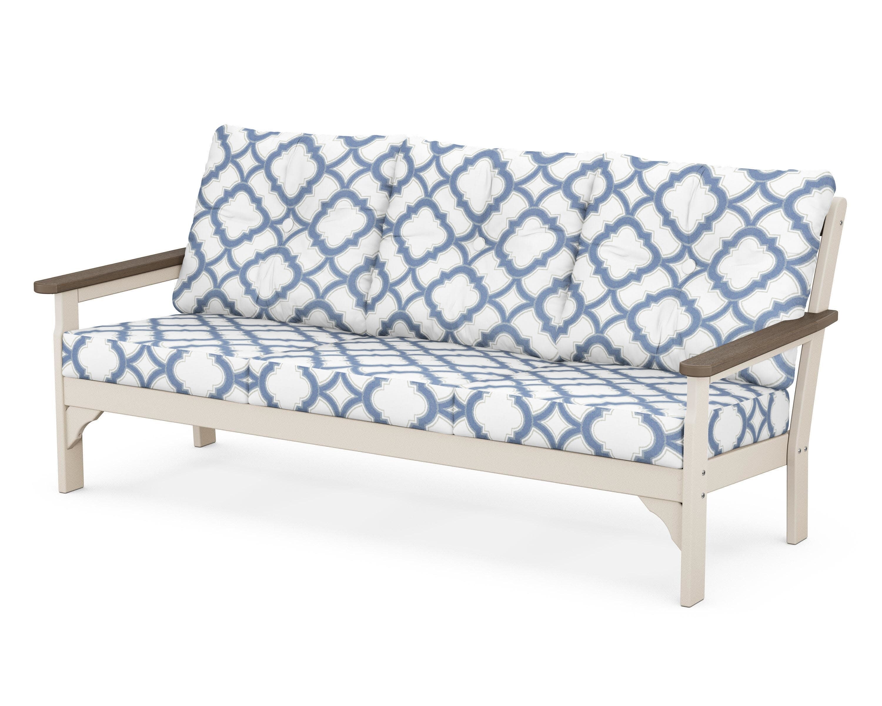 Vineyard Deep Seating Sofa in Sand / Kona / Trellis Sky Blue