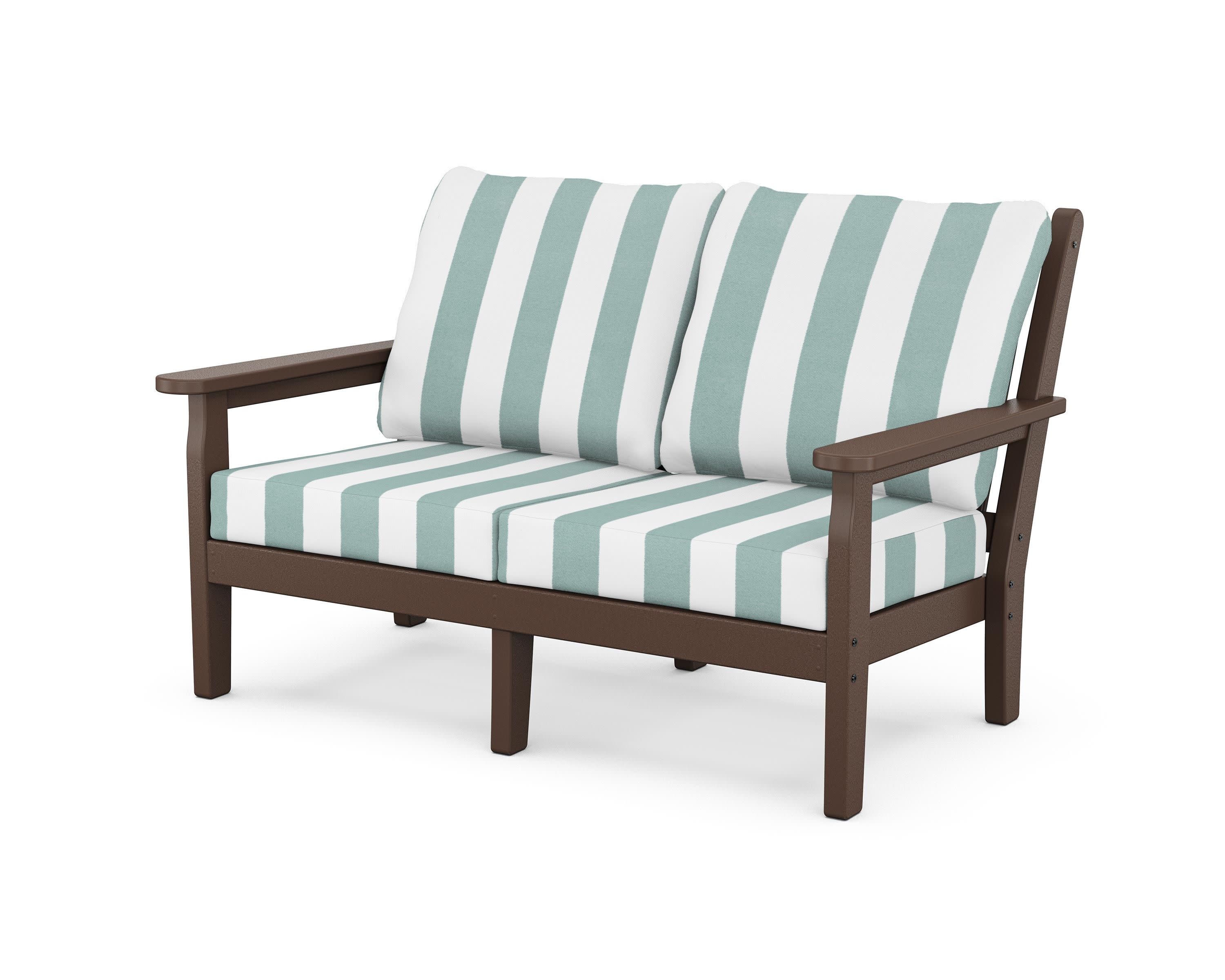 Chippendale Deep Seating Loveseat in Mahogany / Cabana Stripe Glacier Spa