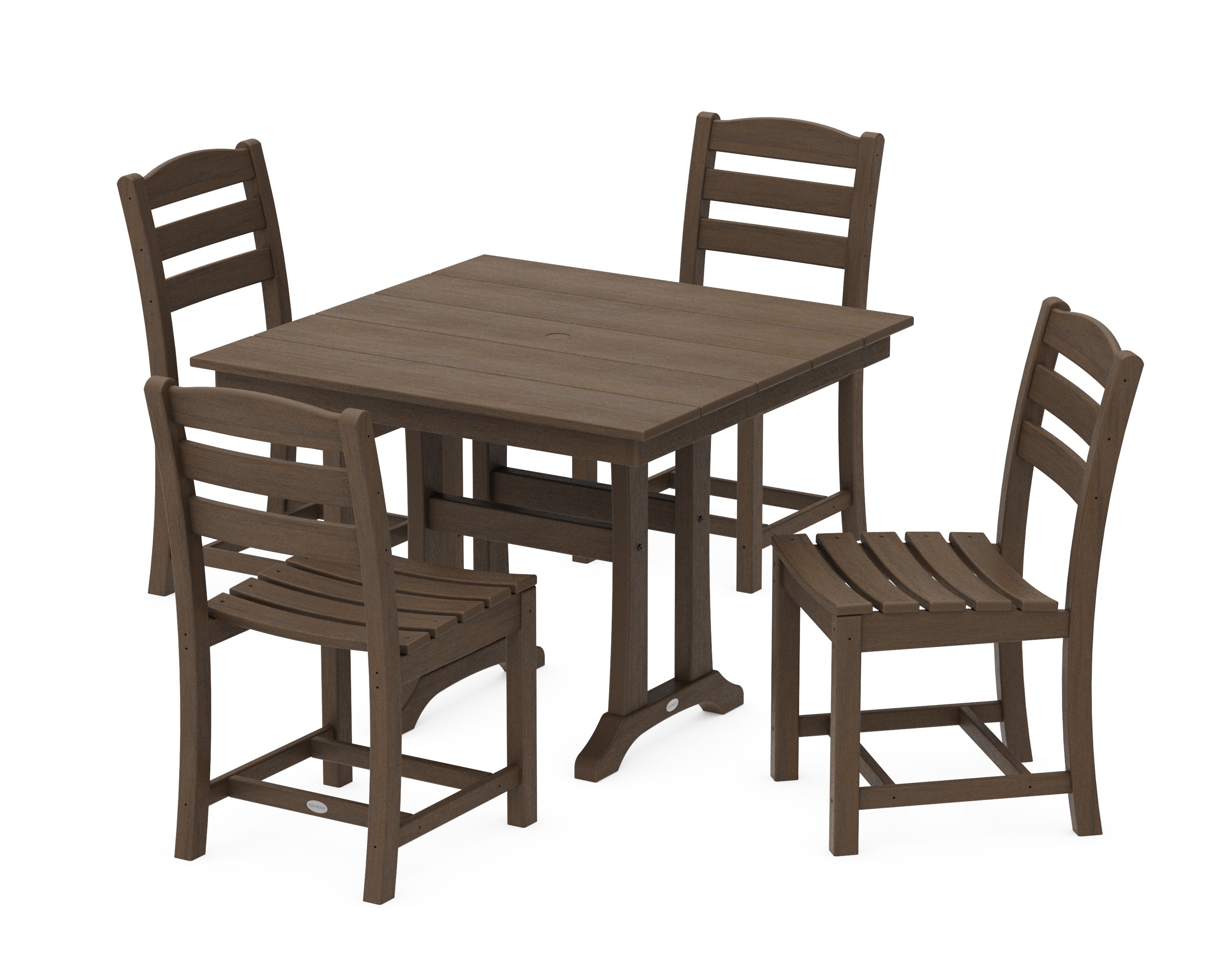 La Casa Caf 5-Piece Farmhouse Trestle Side Chair Dining Set in Kona