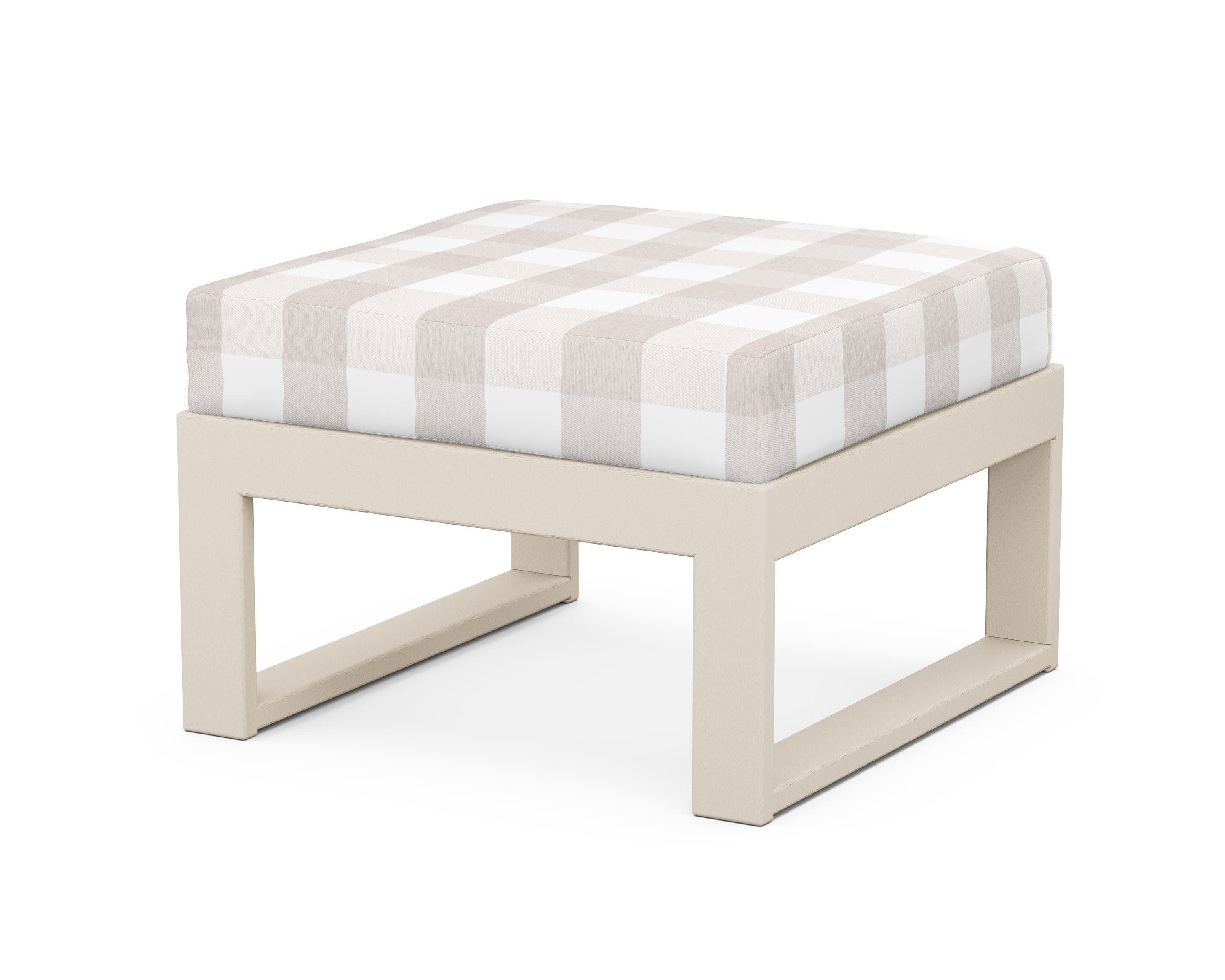 Modular Ottoman - Modern in Sand / Buffalo Plaid Dune Burlap