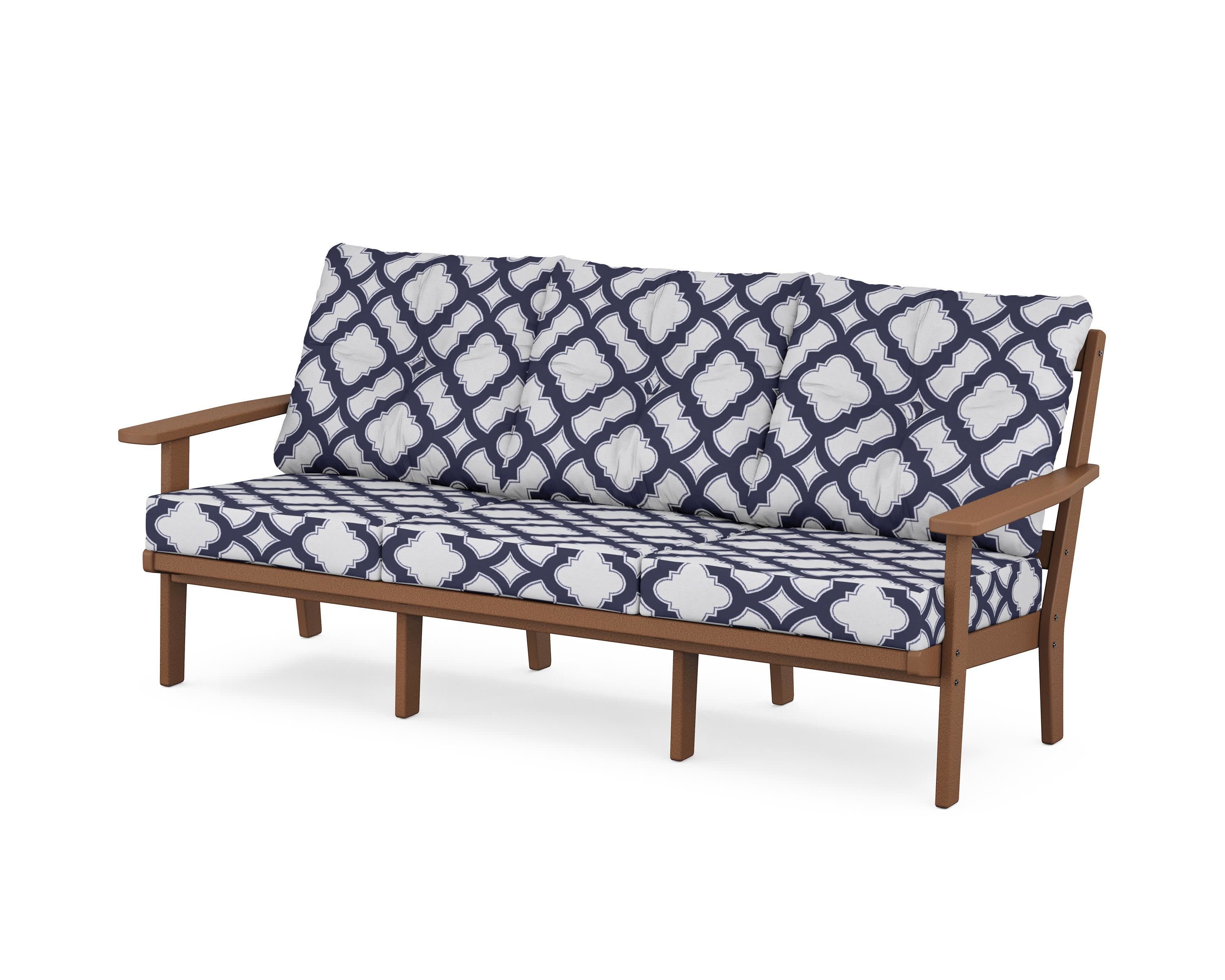 Oxford Deep Seating Sofa in Teak / Trellis Navy