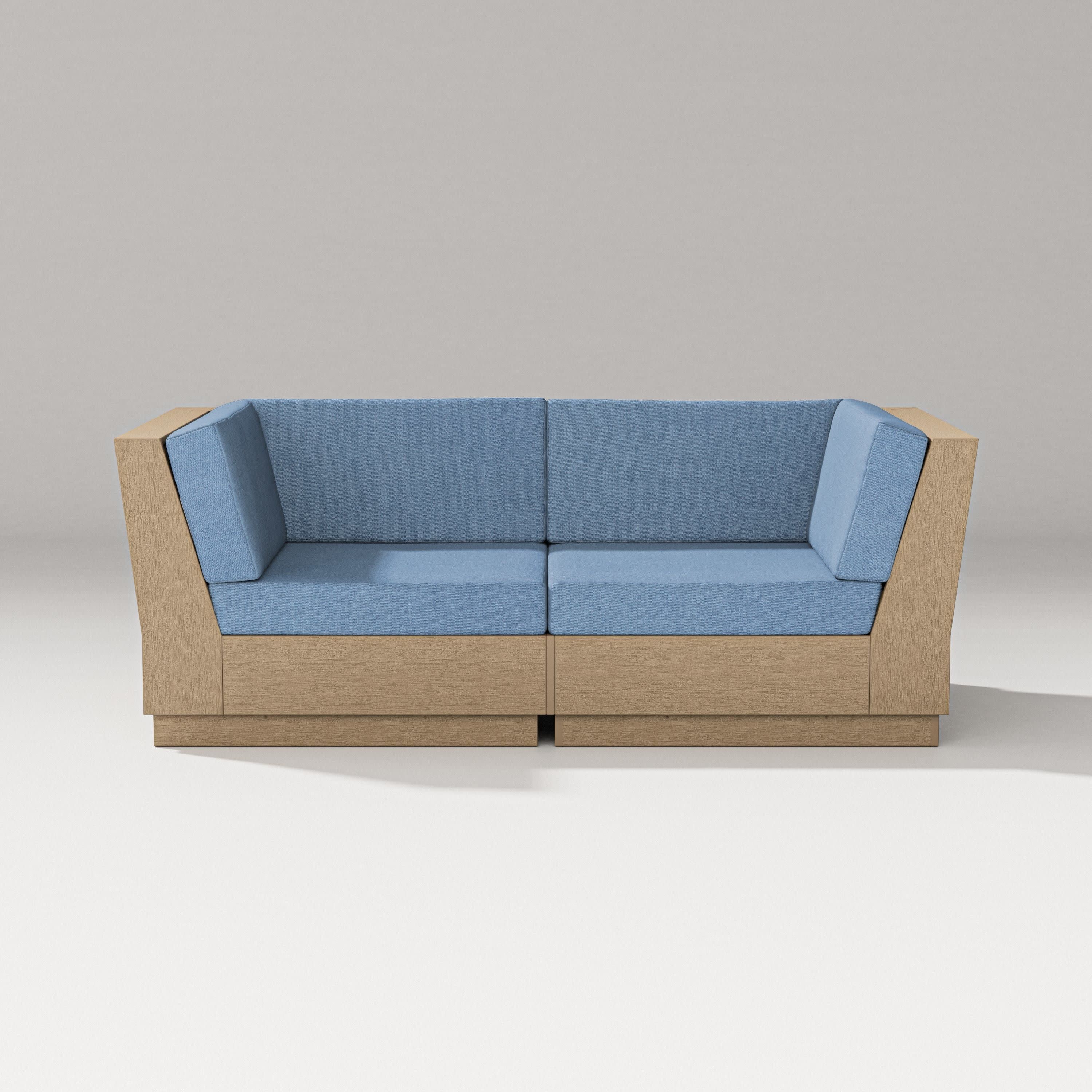 Elevate Loveseat Sectional in Vintage Sahara / Sky Blue