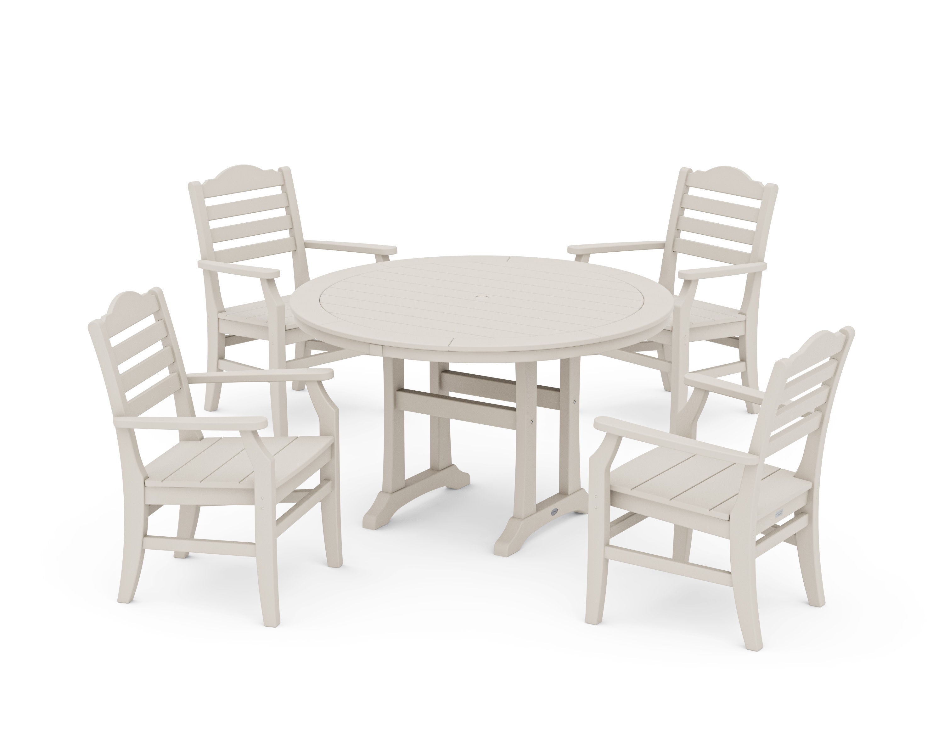 Savannah 5-Piece Round Dining Set with Trestle Legs in Sand