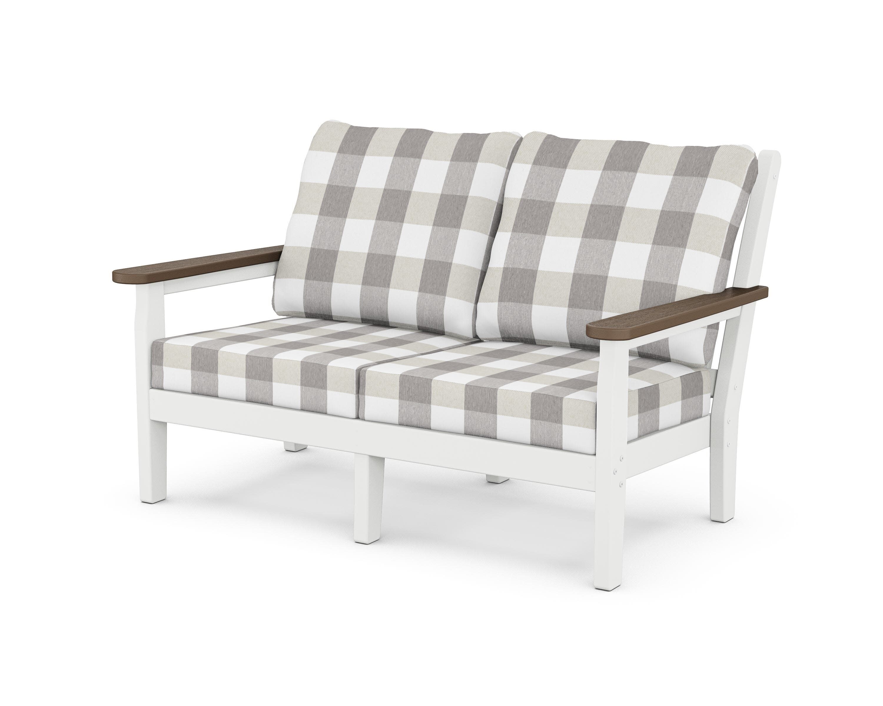 Chippendale Deep Seating Loveseat in White / Kona / Buffalo Plaid Grey Mist
