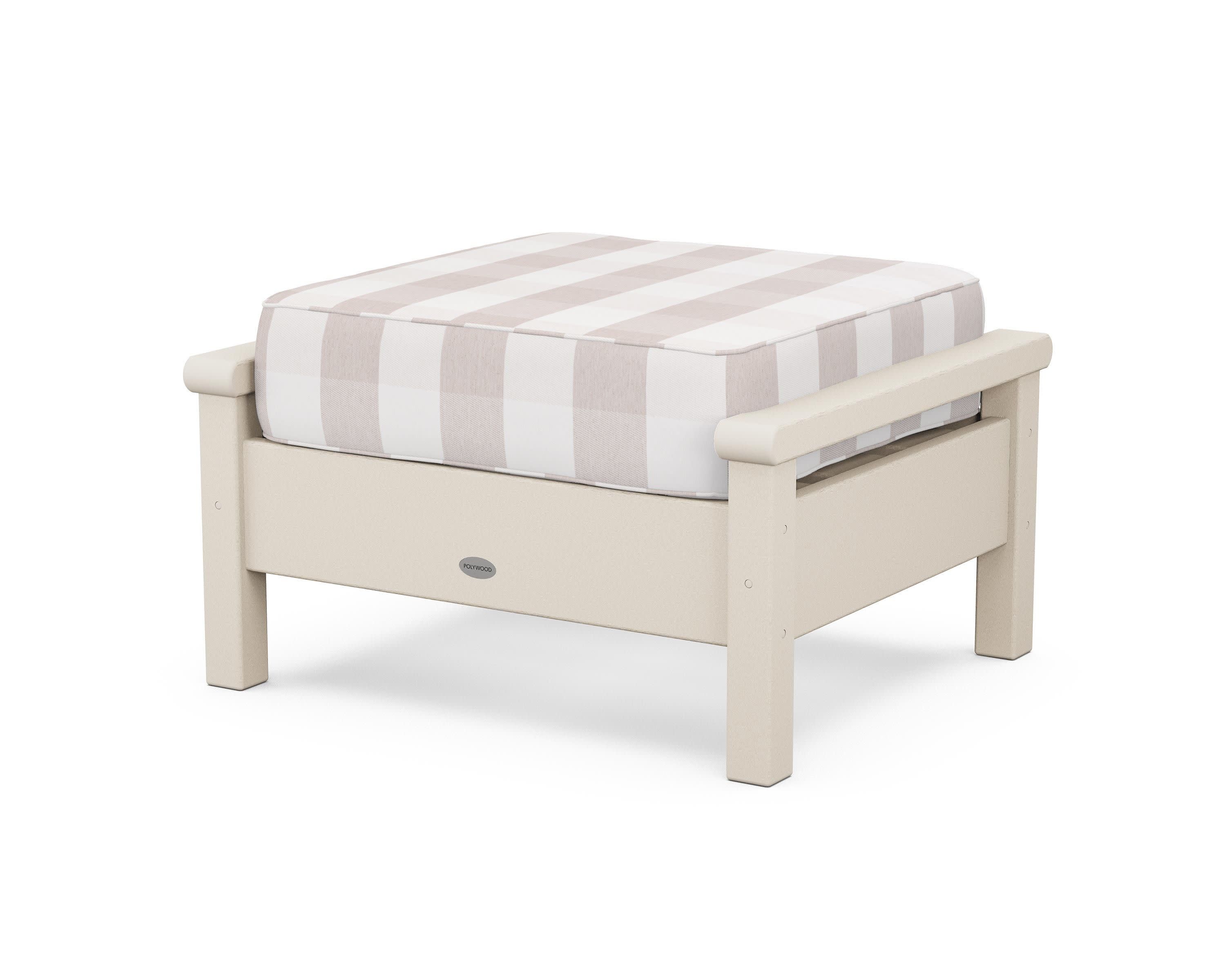 Harbour Deep Seating Ottoman in Sand / Buffalo Plaid Dune Burlap