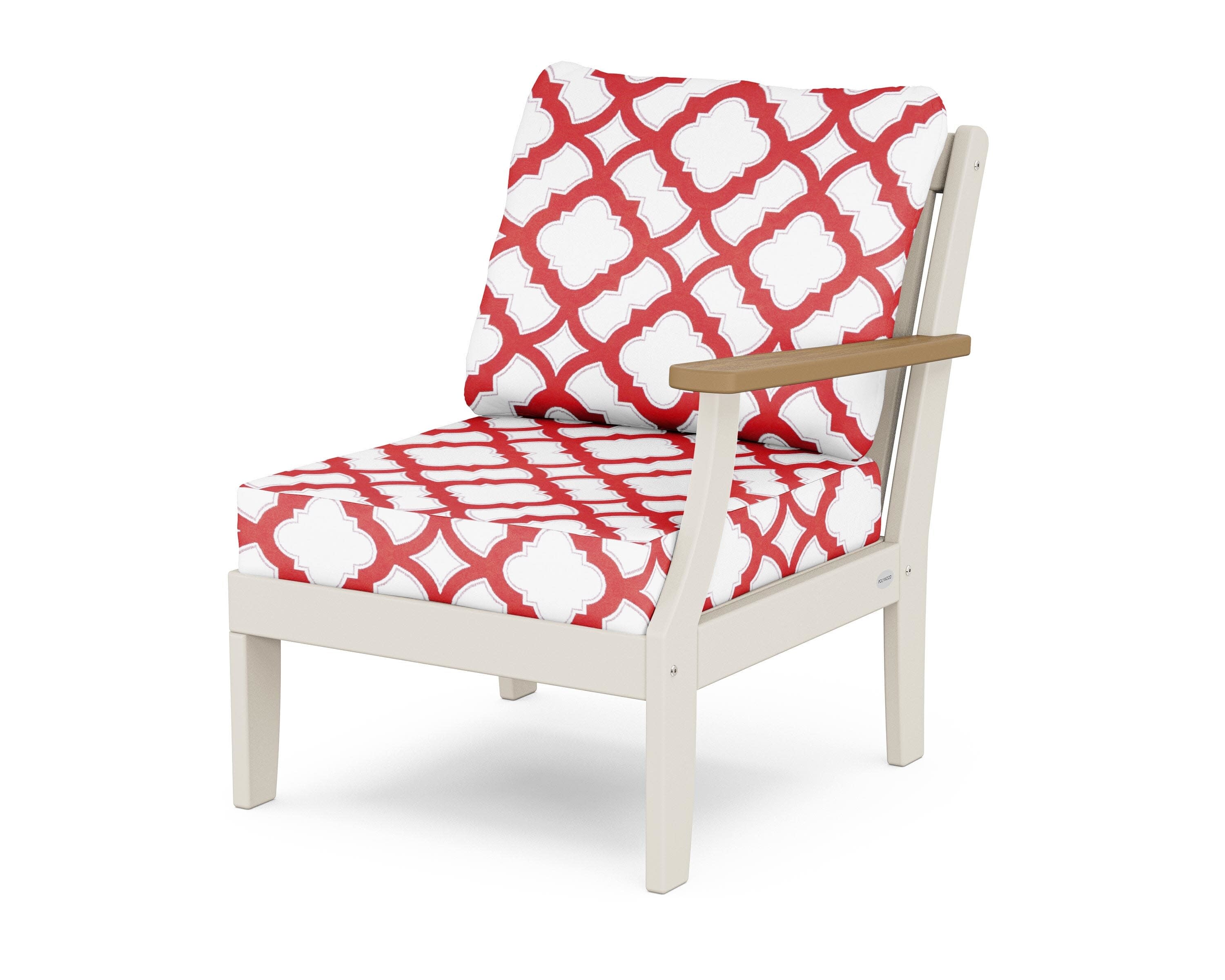 Braxton Modular Right Arm Chair in Sand / Natural / Trellis Crimson