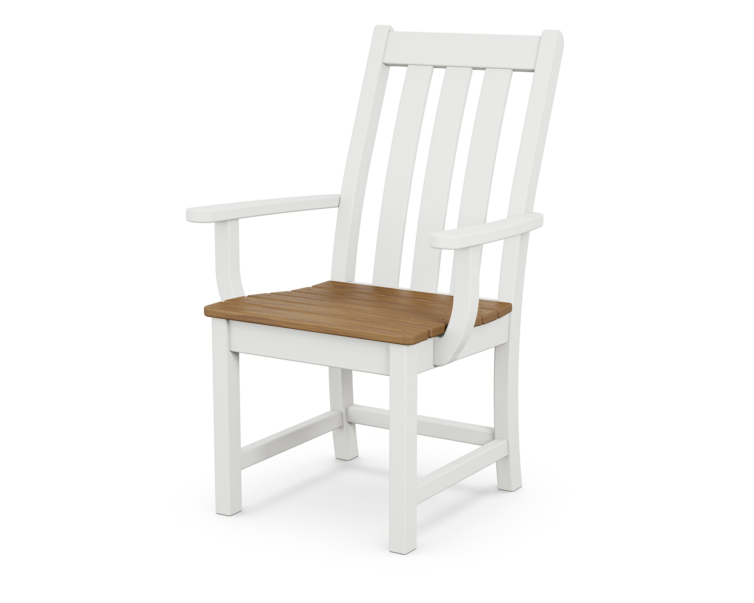 Vineyard Dining Arm Chair in White / Natural