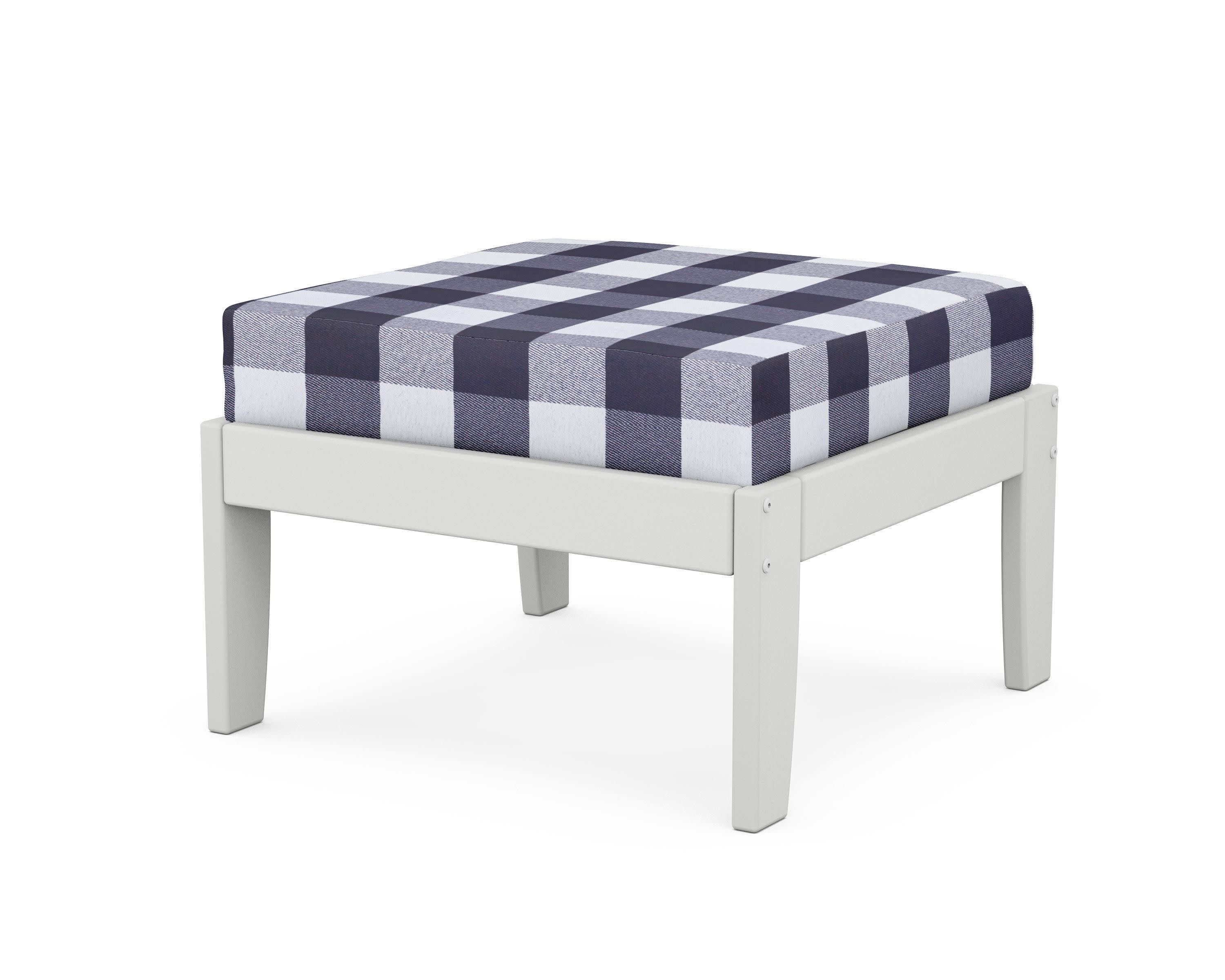 Modular Ottoman - Classic in White / Buffalo Plaid Navy
