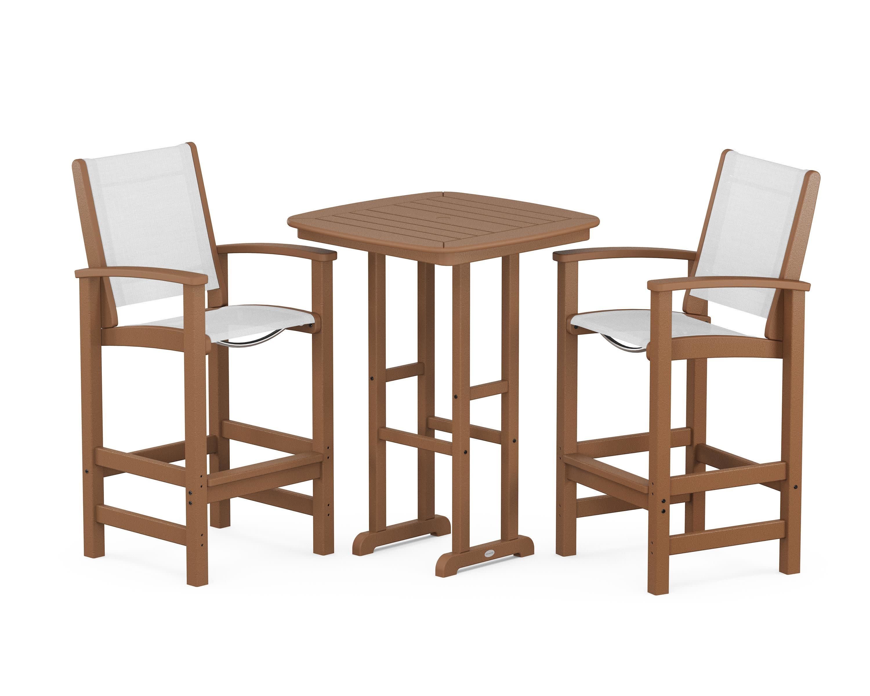 Coastal 3-Piece Bar Set in Teak / White Sling