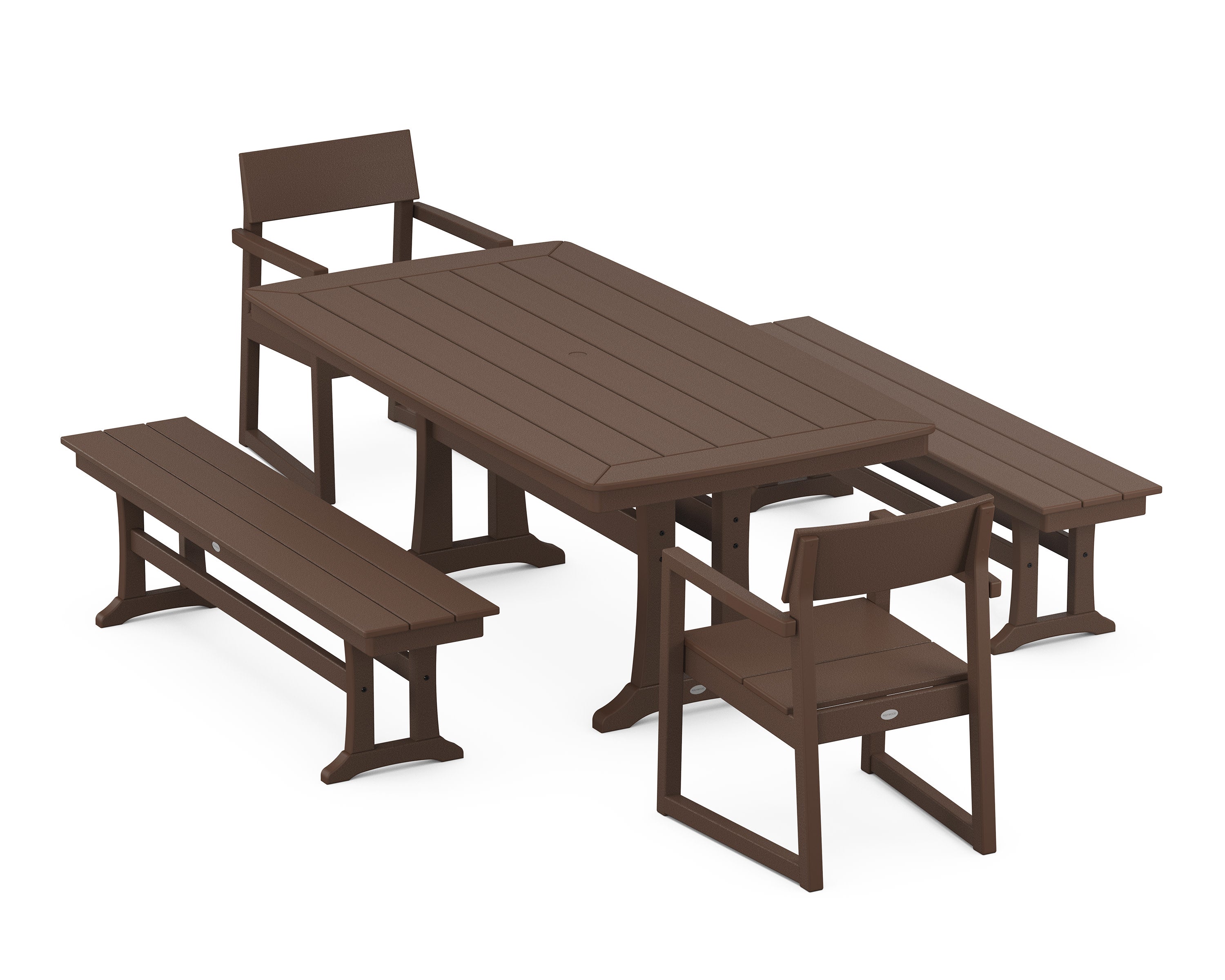 EDGE 5-Piece Dining Set with Trestle Legs in Mahogany