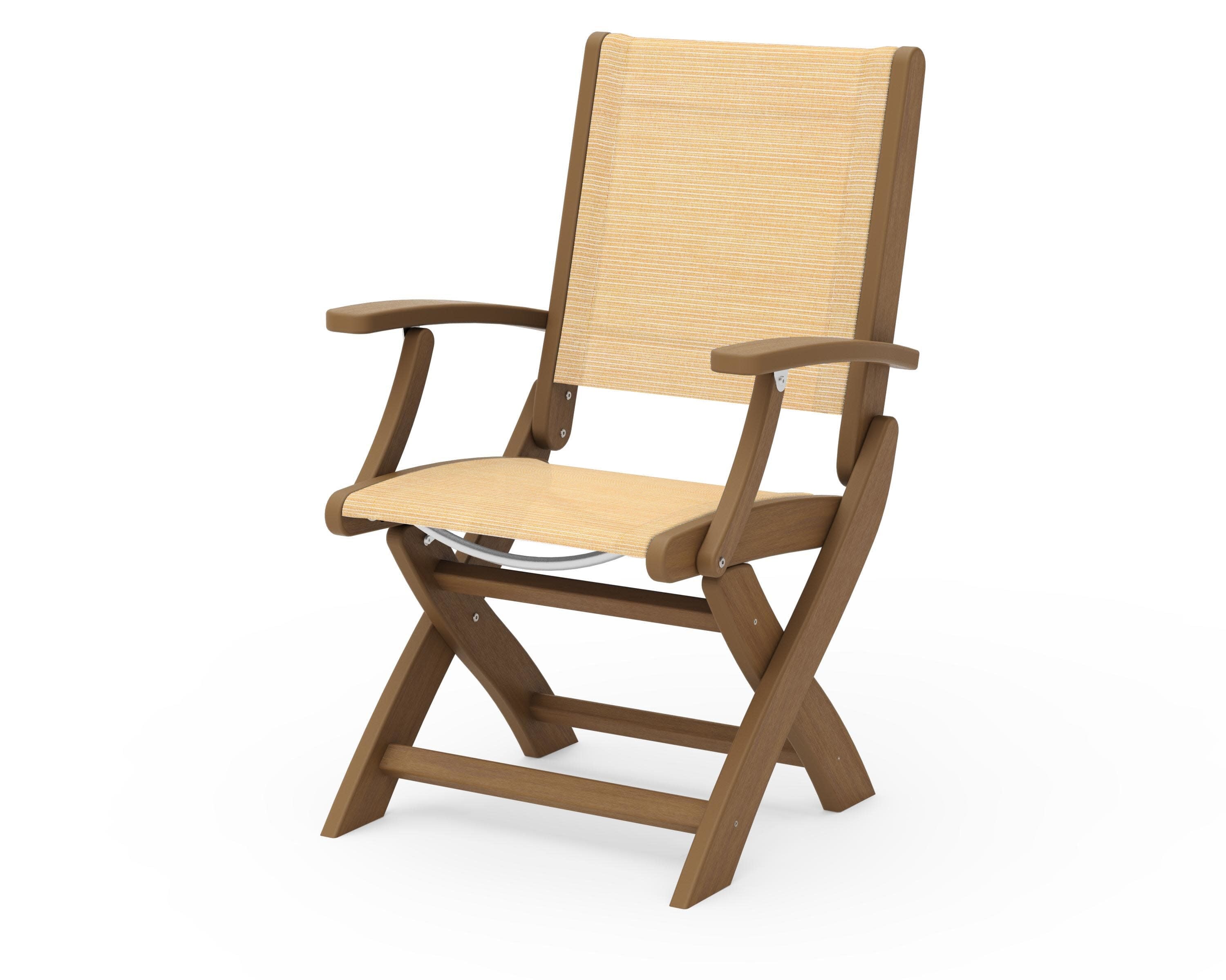 Coastal Folding Chair in Natural / Dupioni Apricot Sling