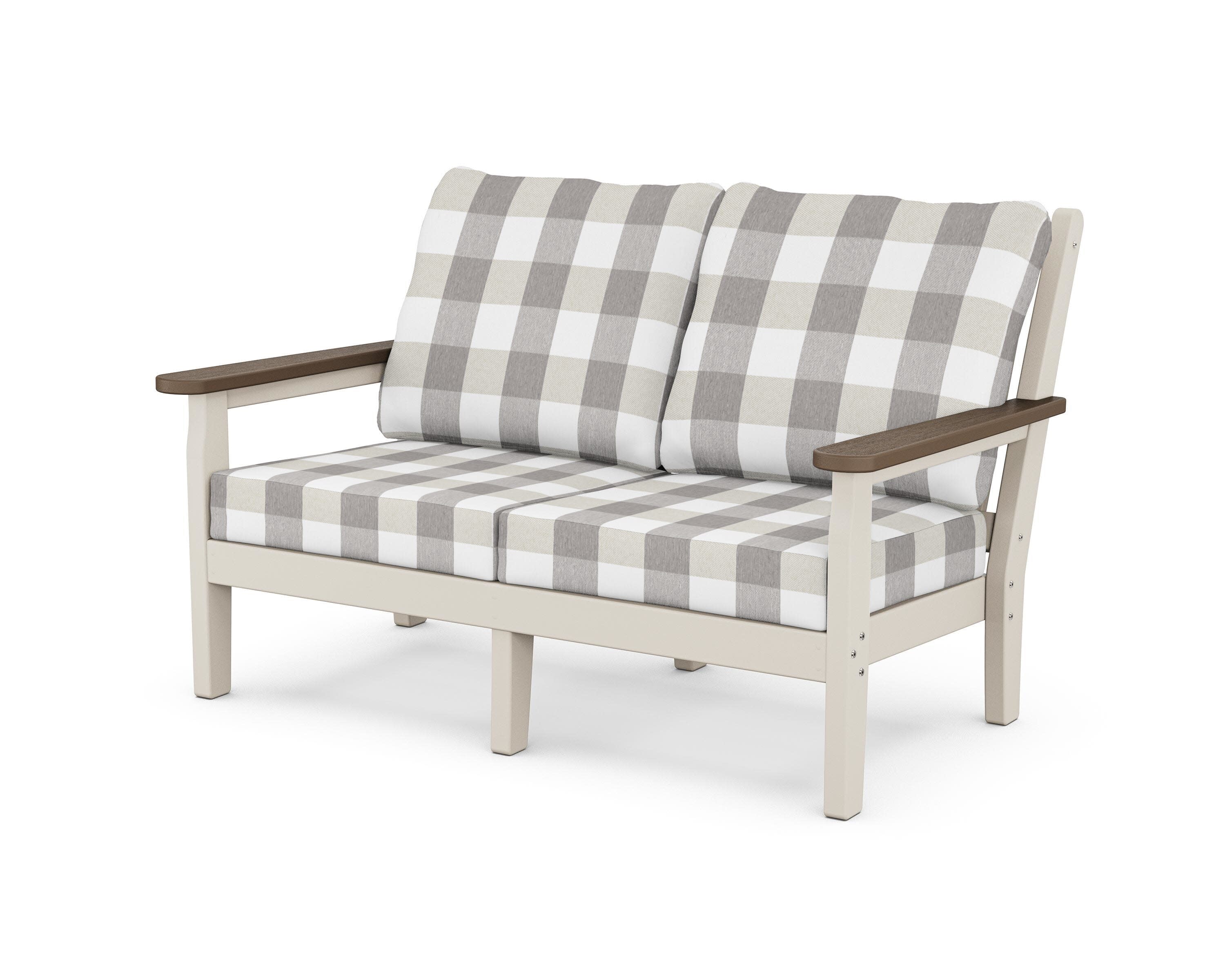 Chippendale Deep Seating Loveseat in Sand / Kona / Buffalo Plaid Grey Mist