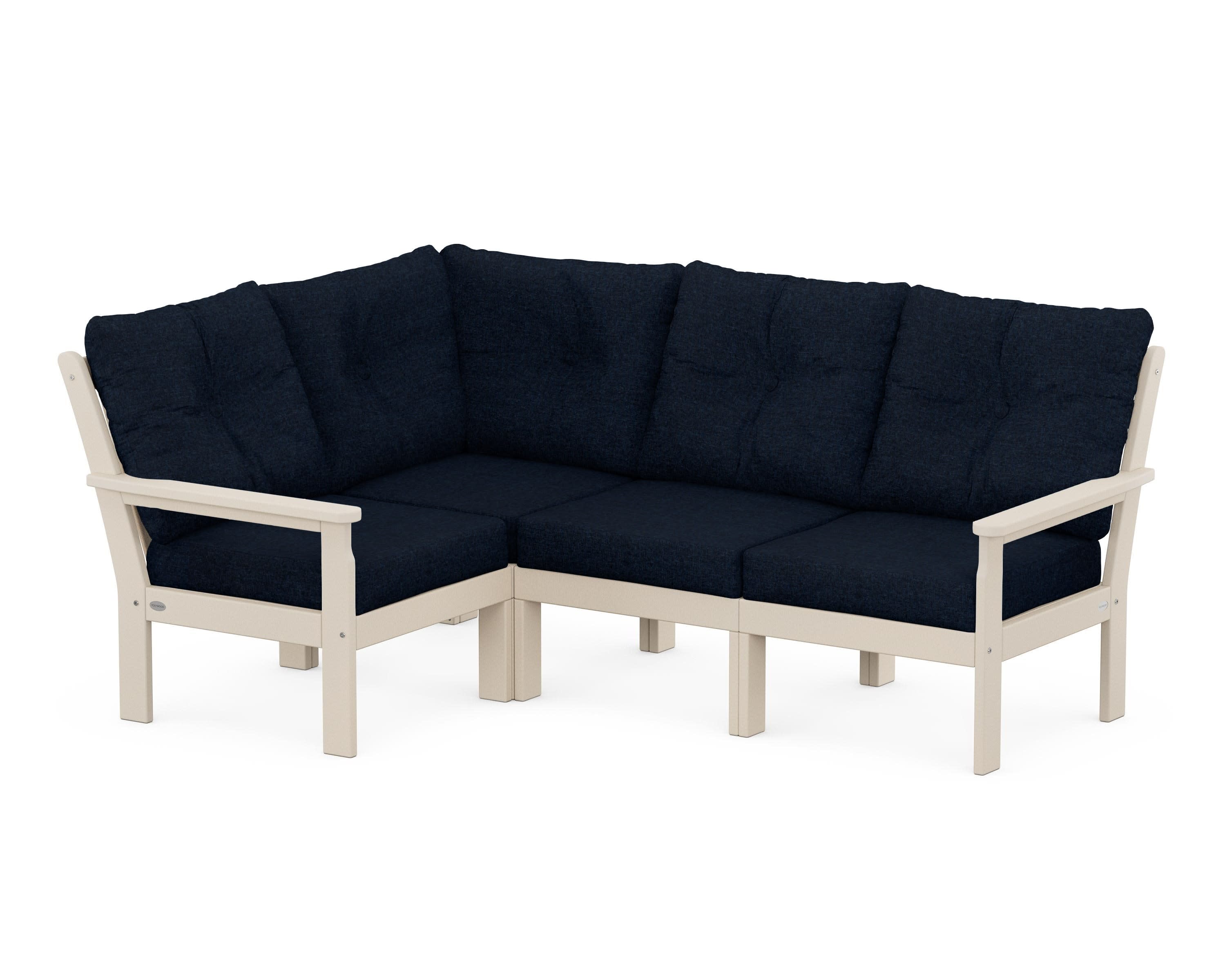 Vineyard 4-Piece Sectional in Sand / Marine Indigo
