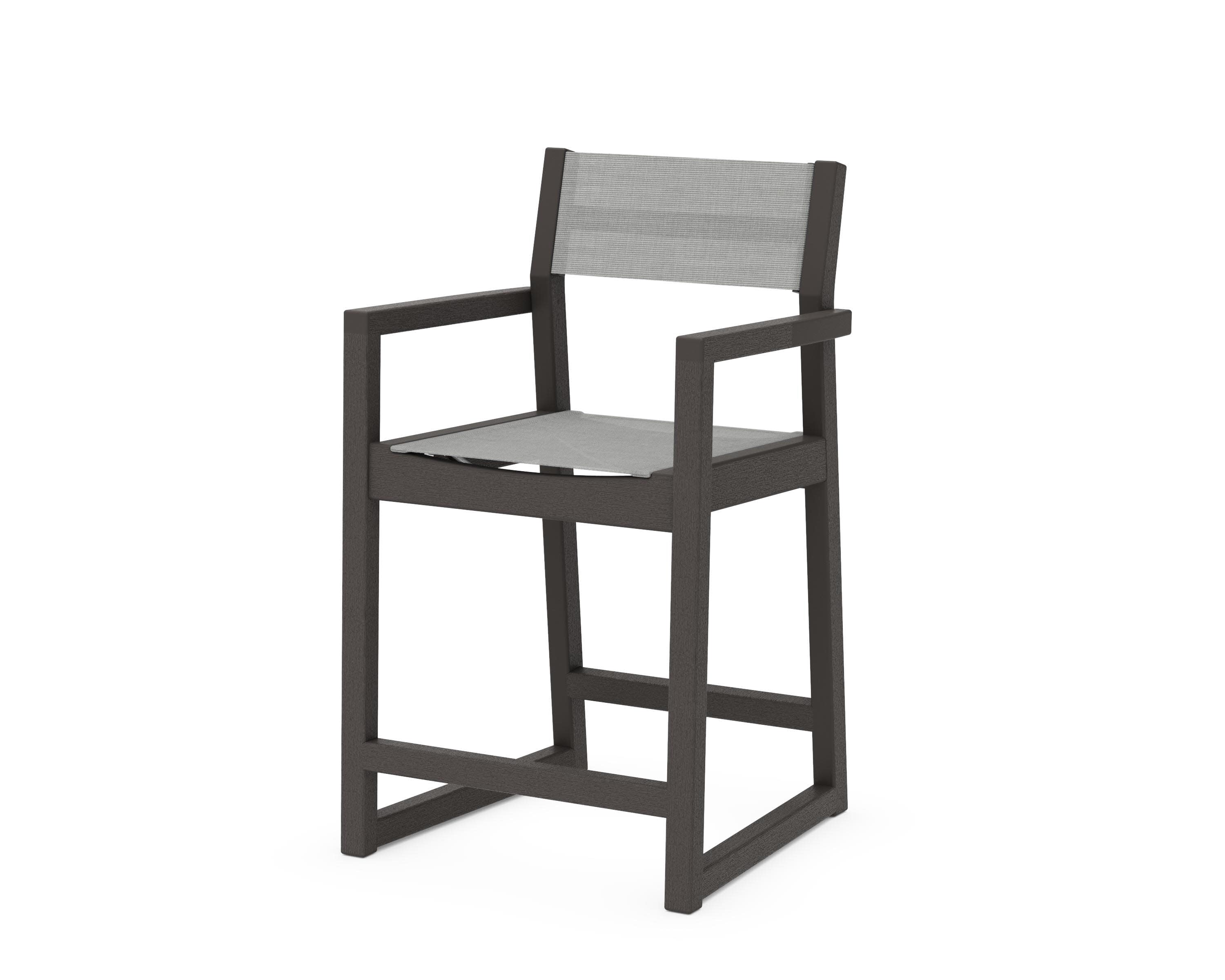 EDGE Sling Counter Arm Chair in Vintage Coffee / Metallic Sling