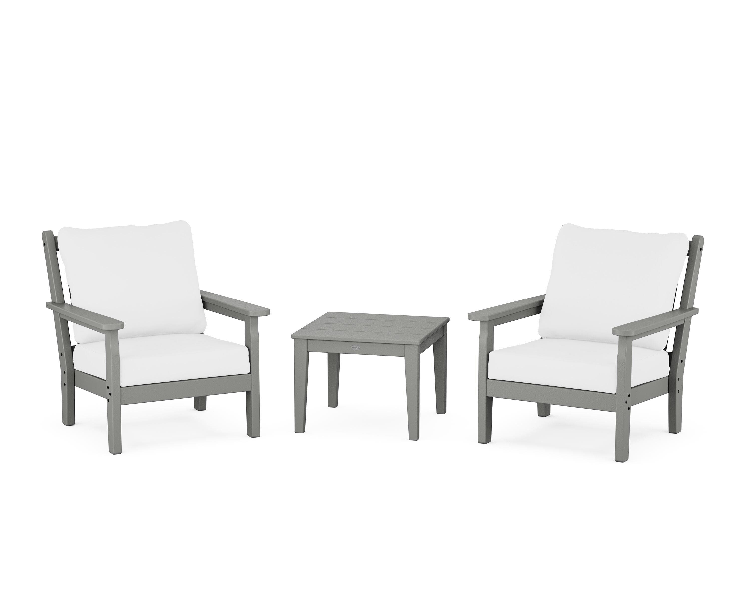 Chippendale 3-Piece Deep Seating Set in Slate Grey / Natural