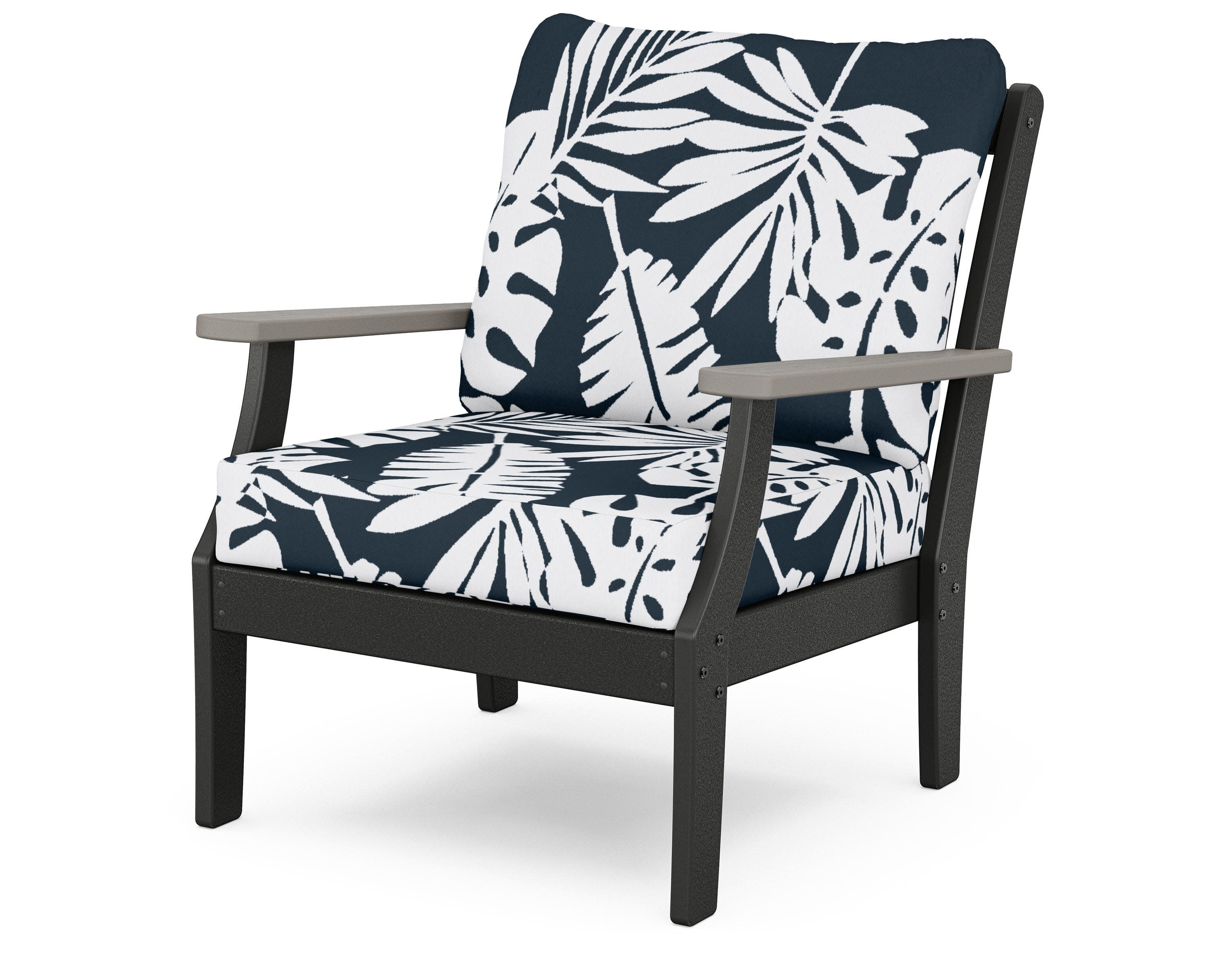Braxton Deep Seating Chair in Black / Driftwood / Leaf Marine Indigo