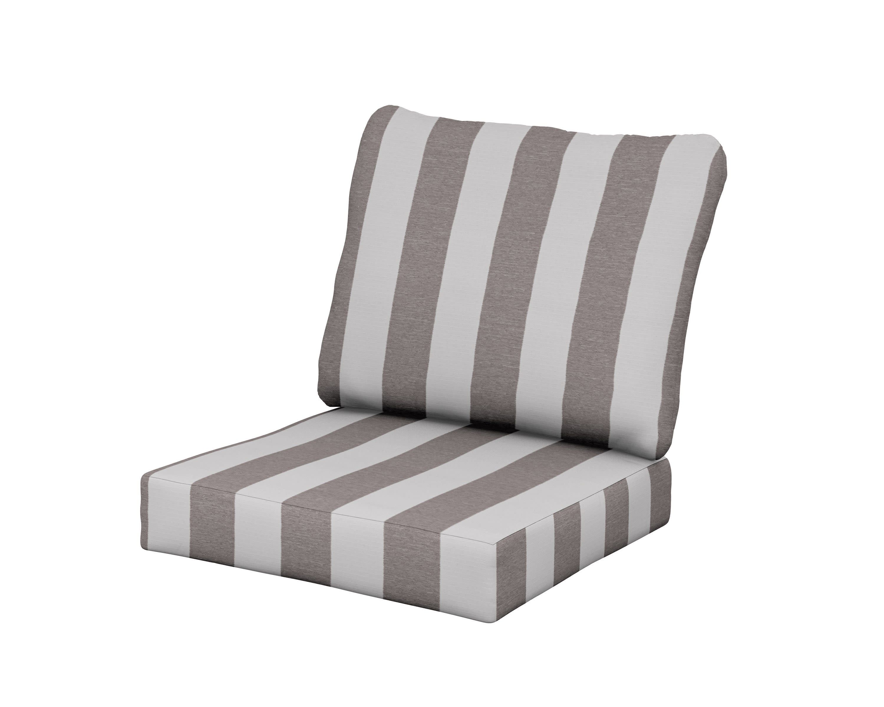 Classics Seat/Back Cushion Set in Cabana Stripe Grey Mist