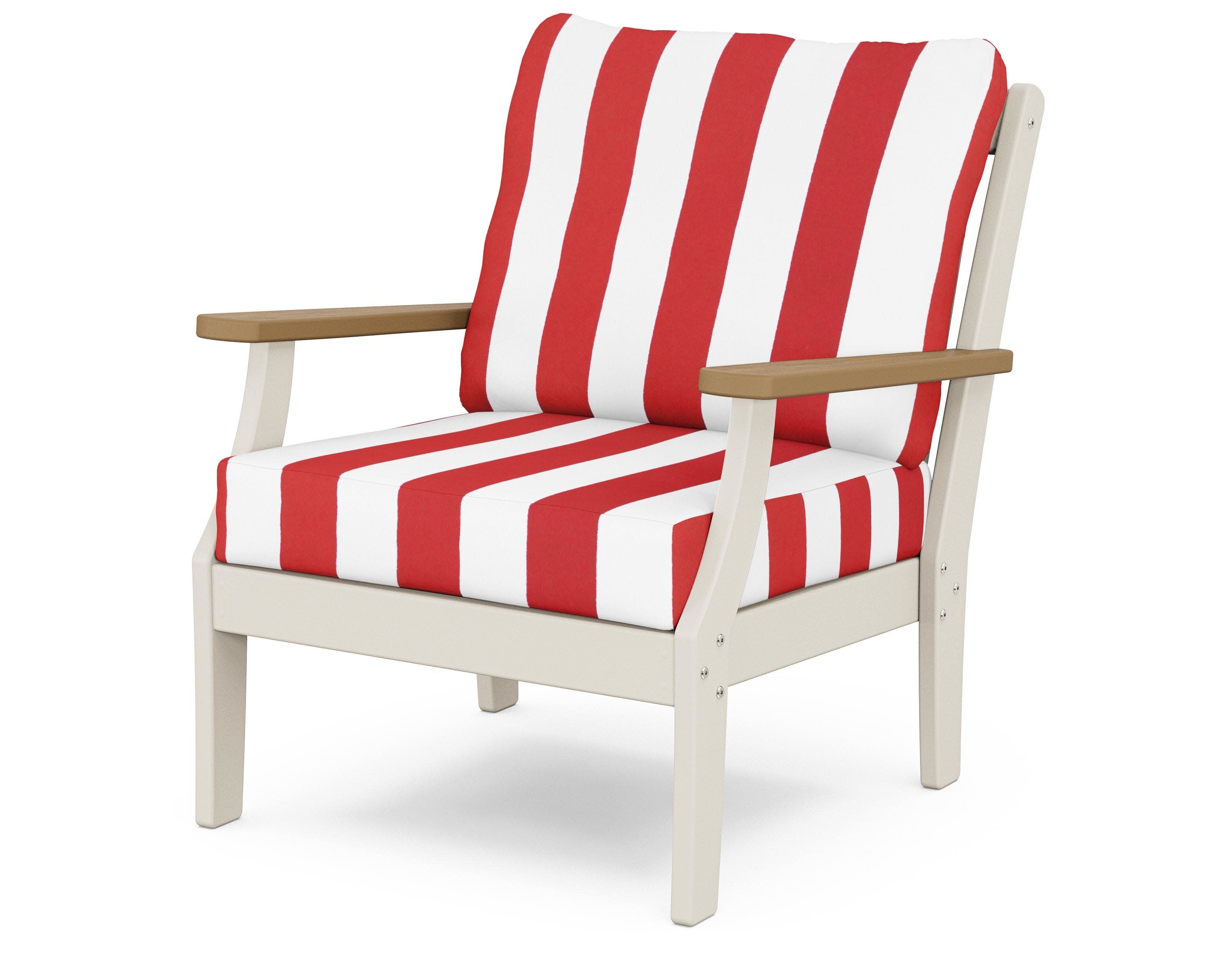 Braxton Deep Seating Chair in Sand / Natural / Cabana Stripe Crimson