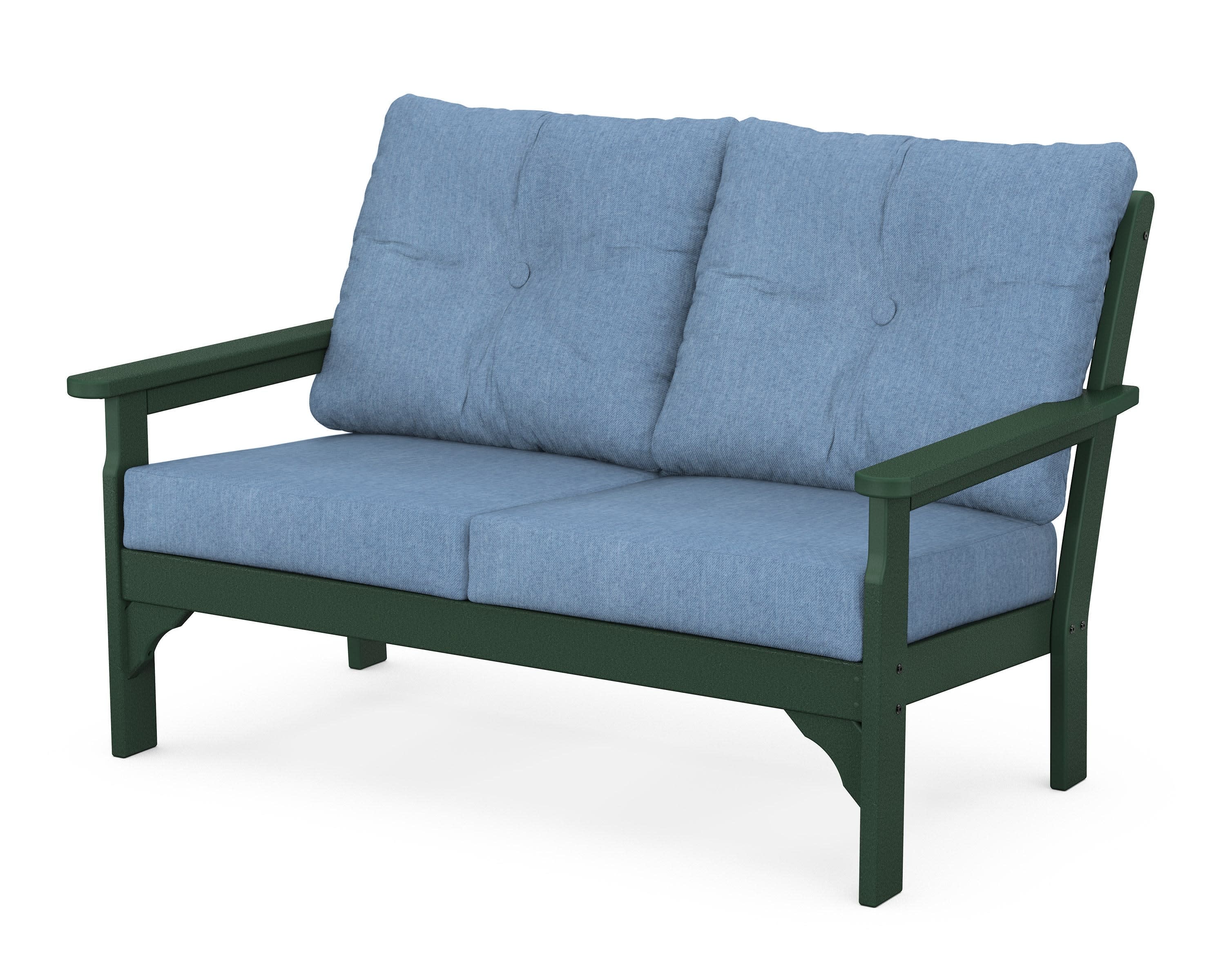 Vineyard Deep Seating Loveseat in Green / Sky Blue