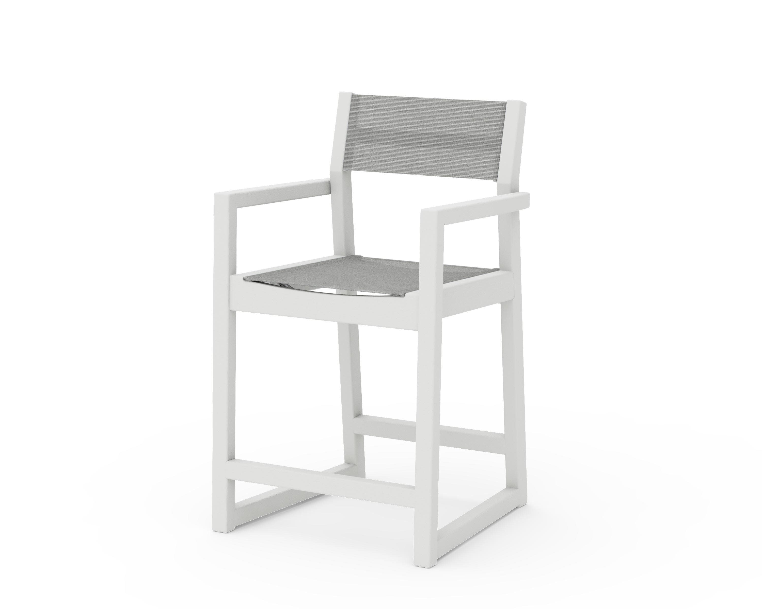 EDGE Sling Counter Arm Chair in Vintage White / Metallic Sling