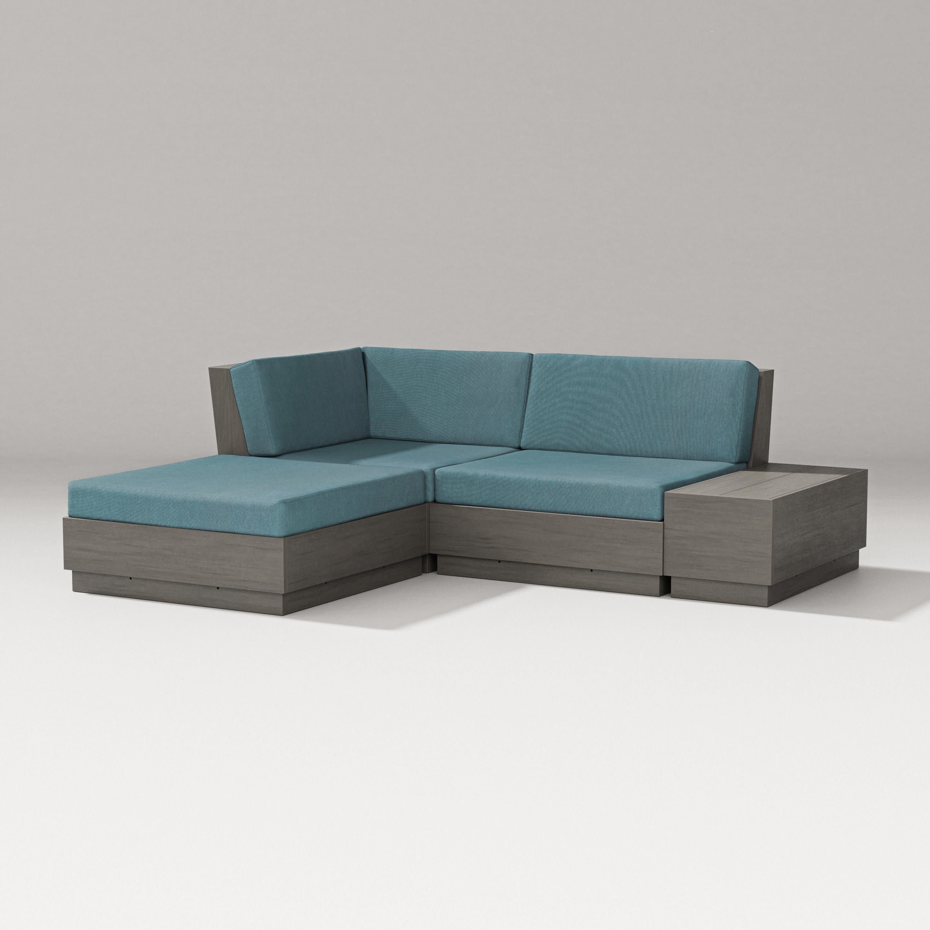 Elevate Loveseat Sectional with Chaise in Driftwood / Ocean Teal